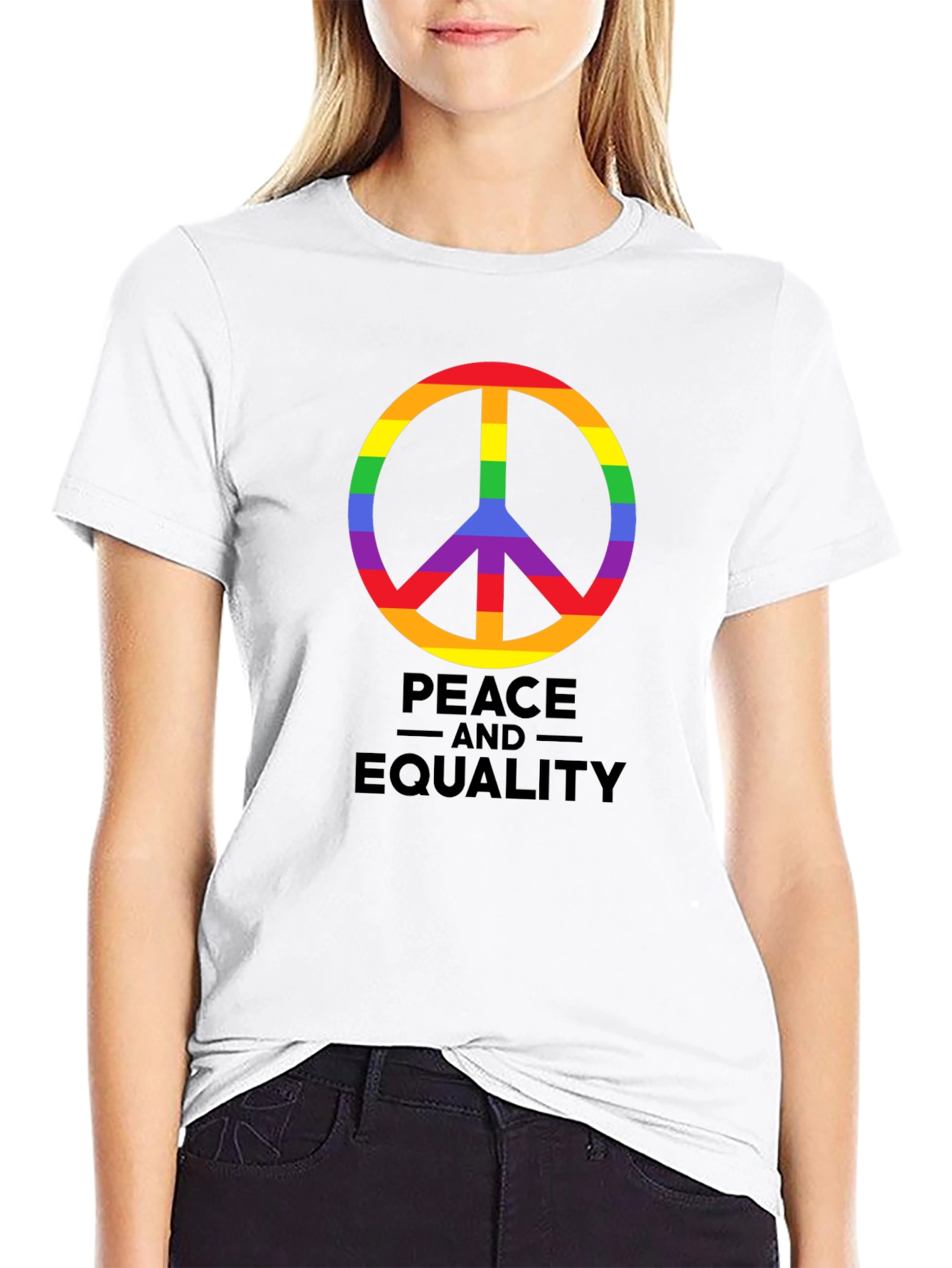 Black Peace and Equality Rainbow Pride T-Shirt view 9