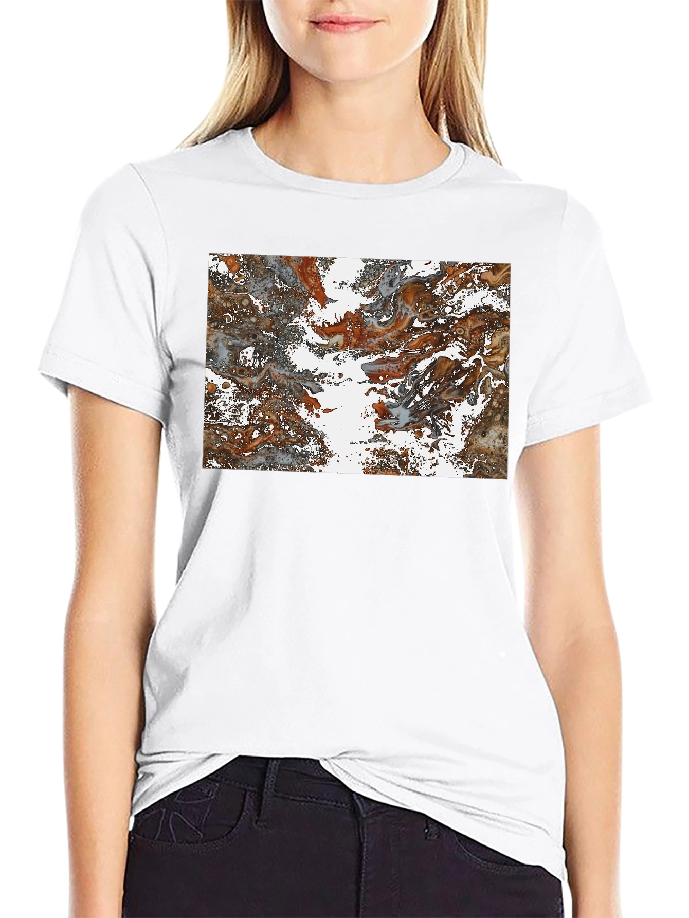Black Abstract Swirl Graphic Print T-Shirt view 9