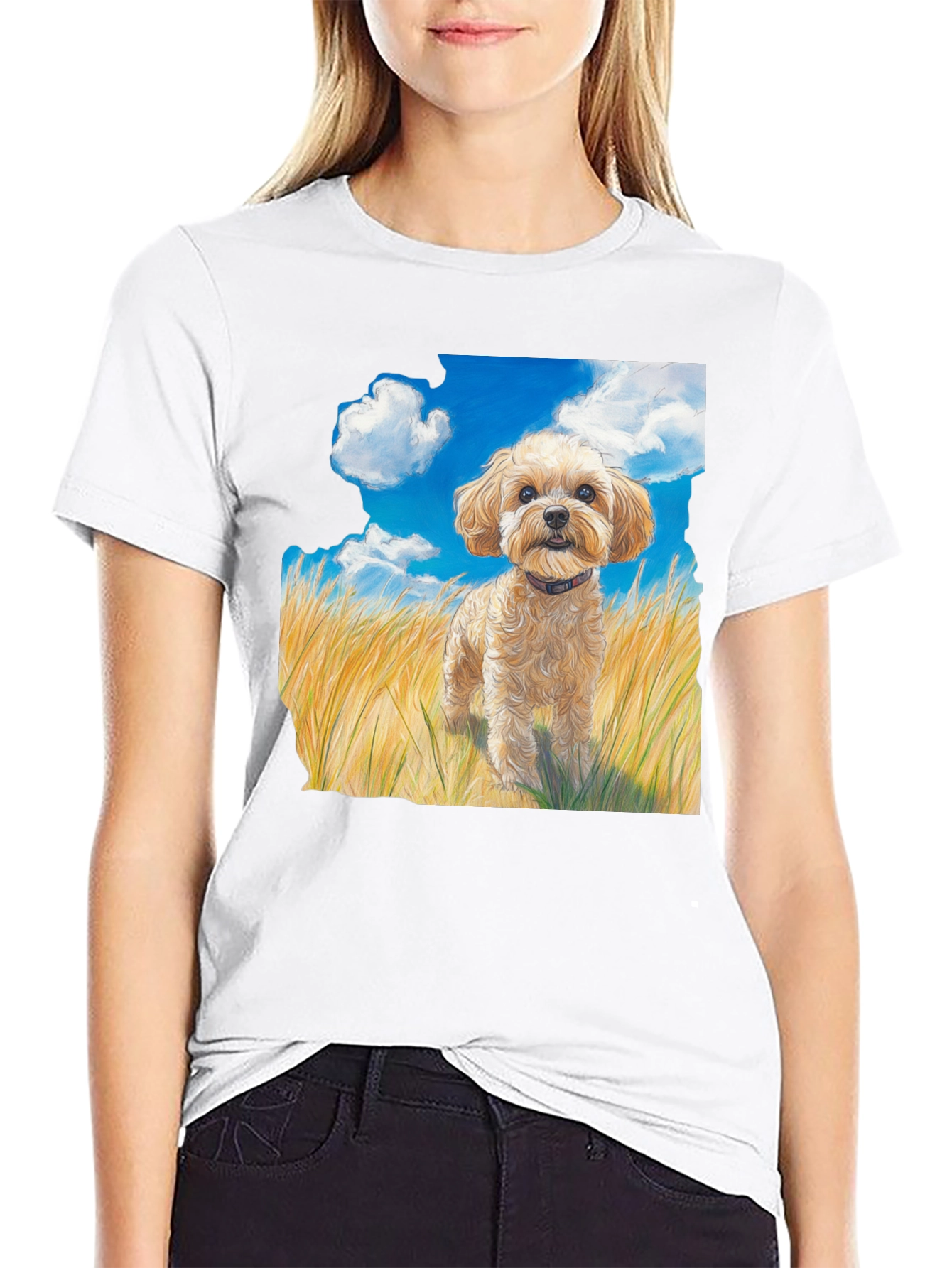 Black Dog in Field Graphic T-Shirt view 9