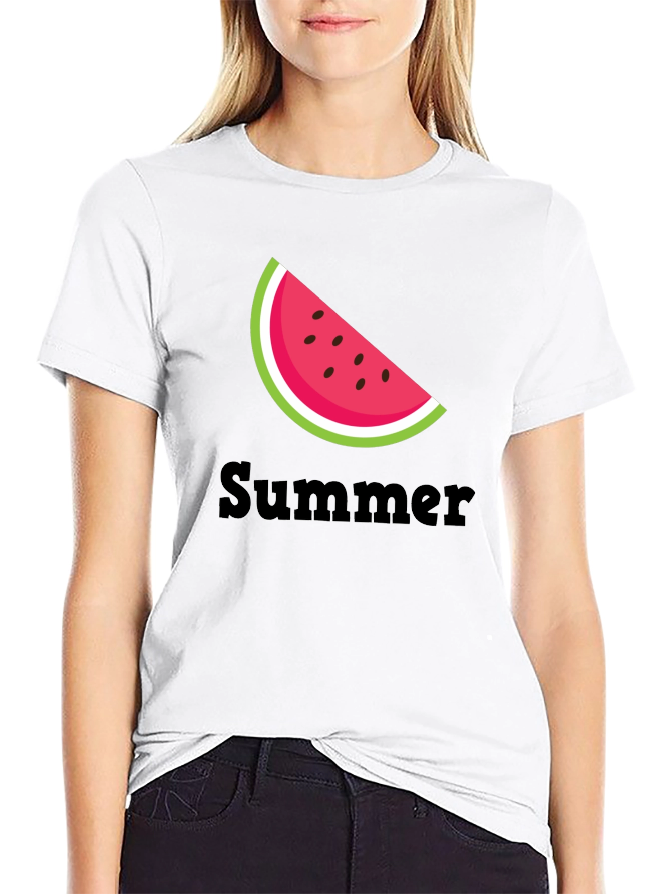 Black Summer Watermelon Slice Black T-Shirt view 9