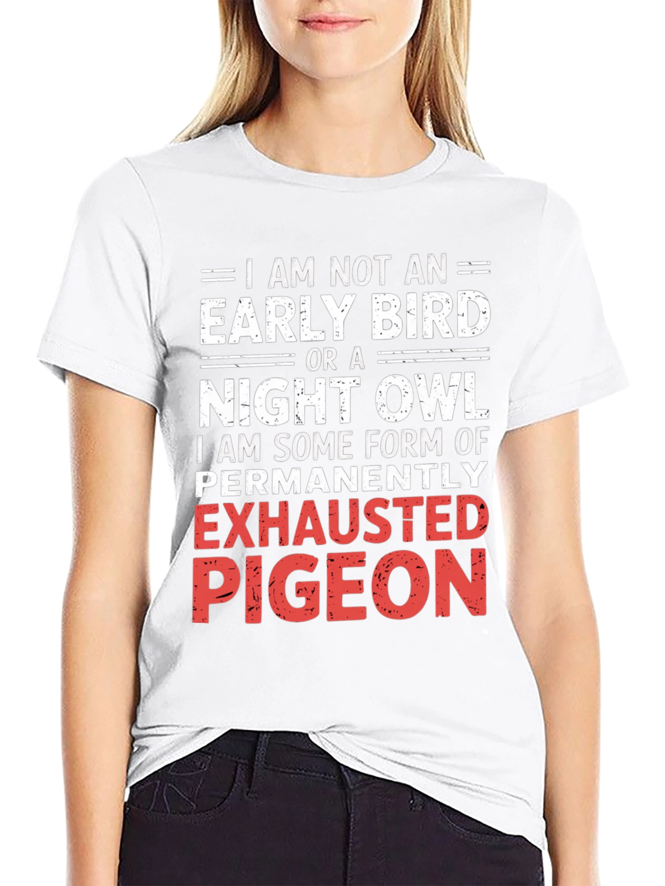 Black Exhausted Pigeon Graphic Tee - Funny Novelty Shirt view 9