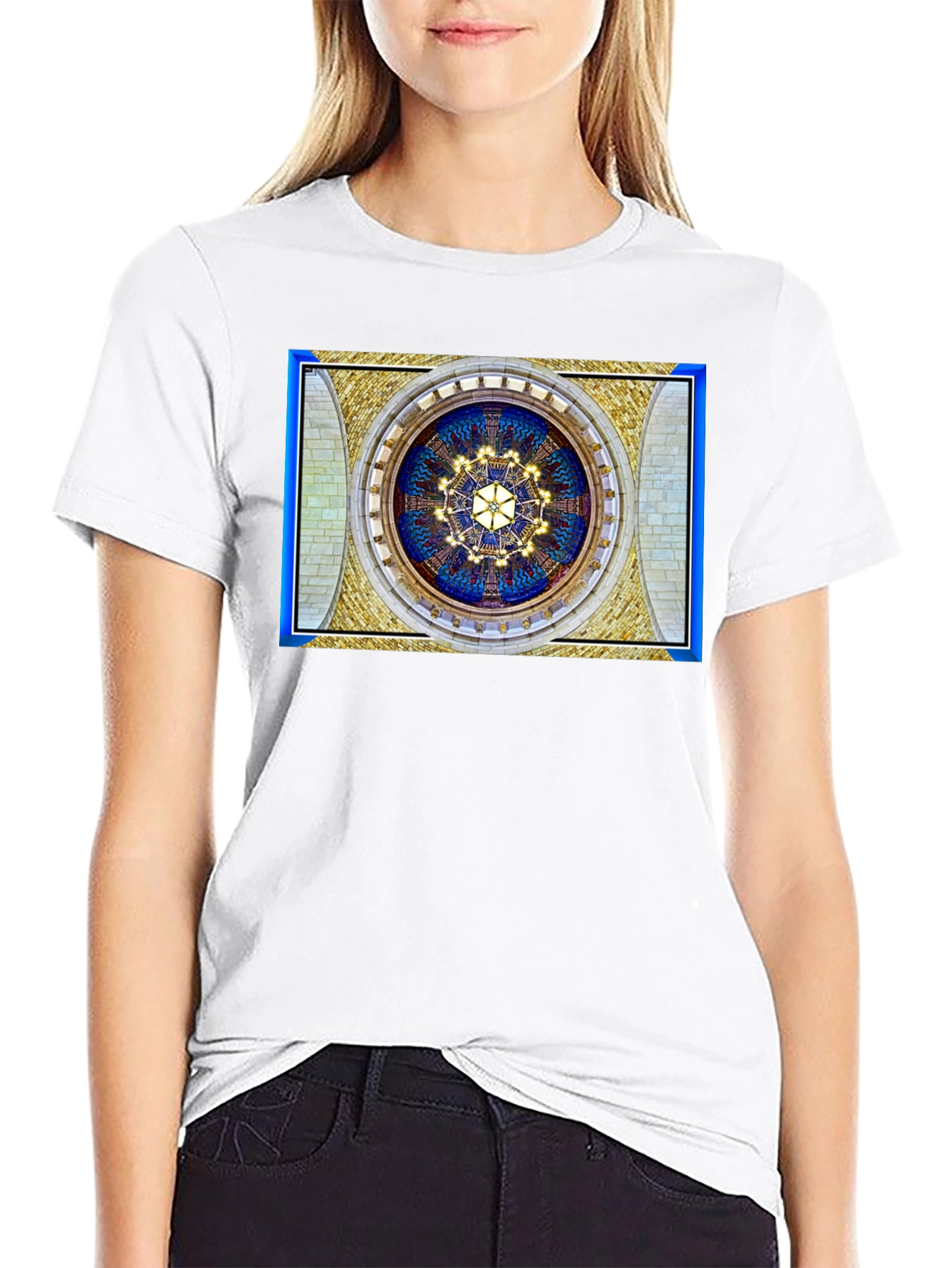 Black Architectural Ceiling Art T-Shirt view 9