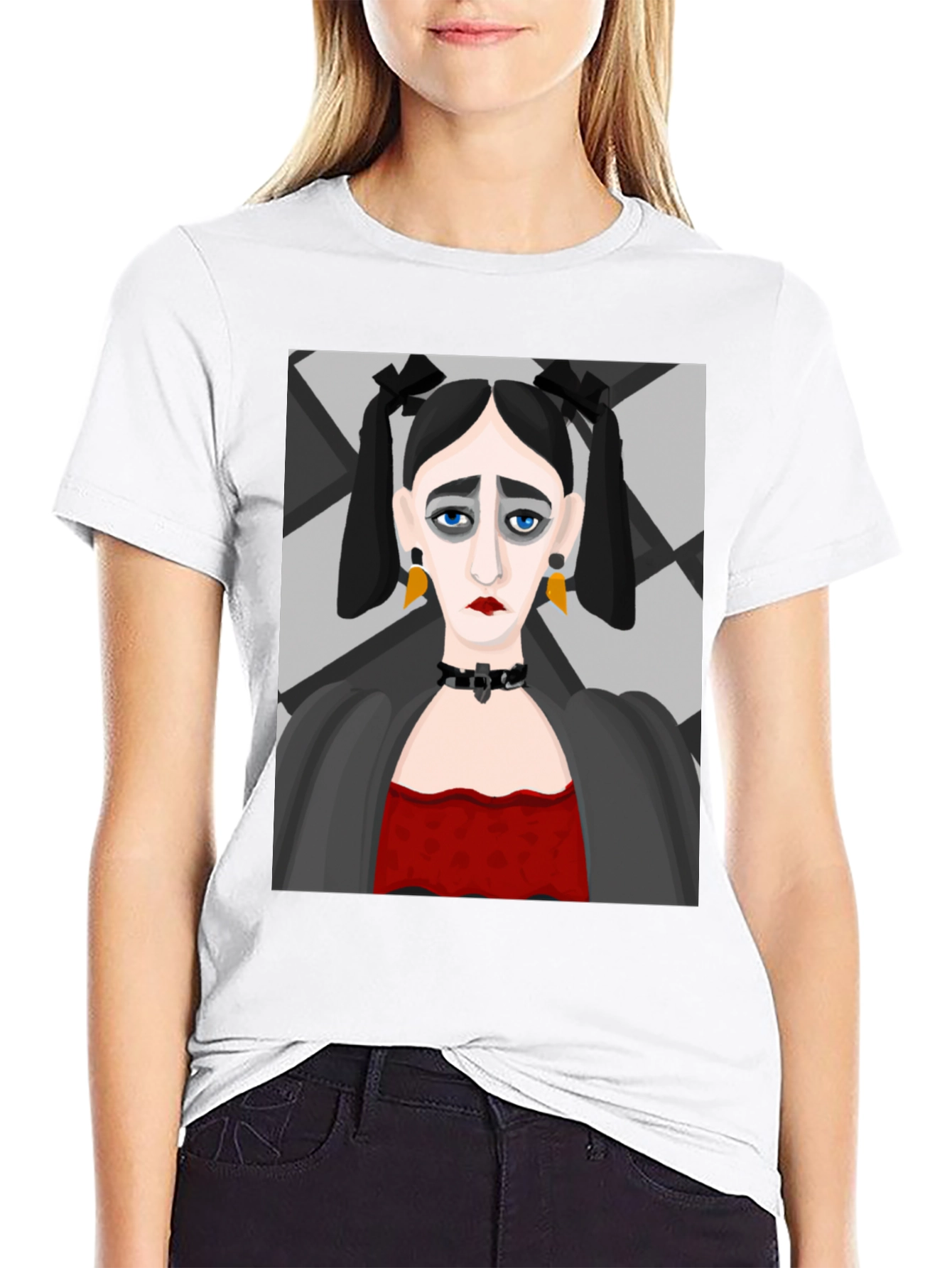 Black Goth Girl Graphic Print Black T-Shirt view 9