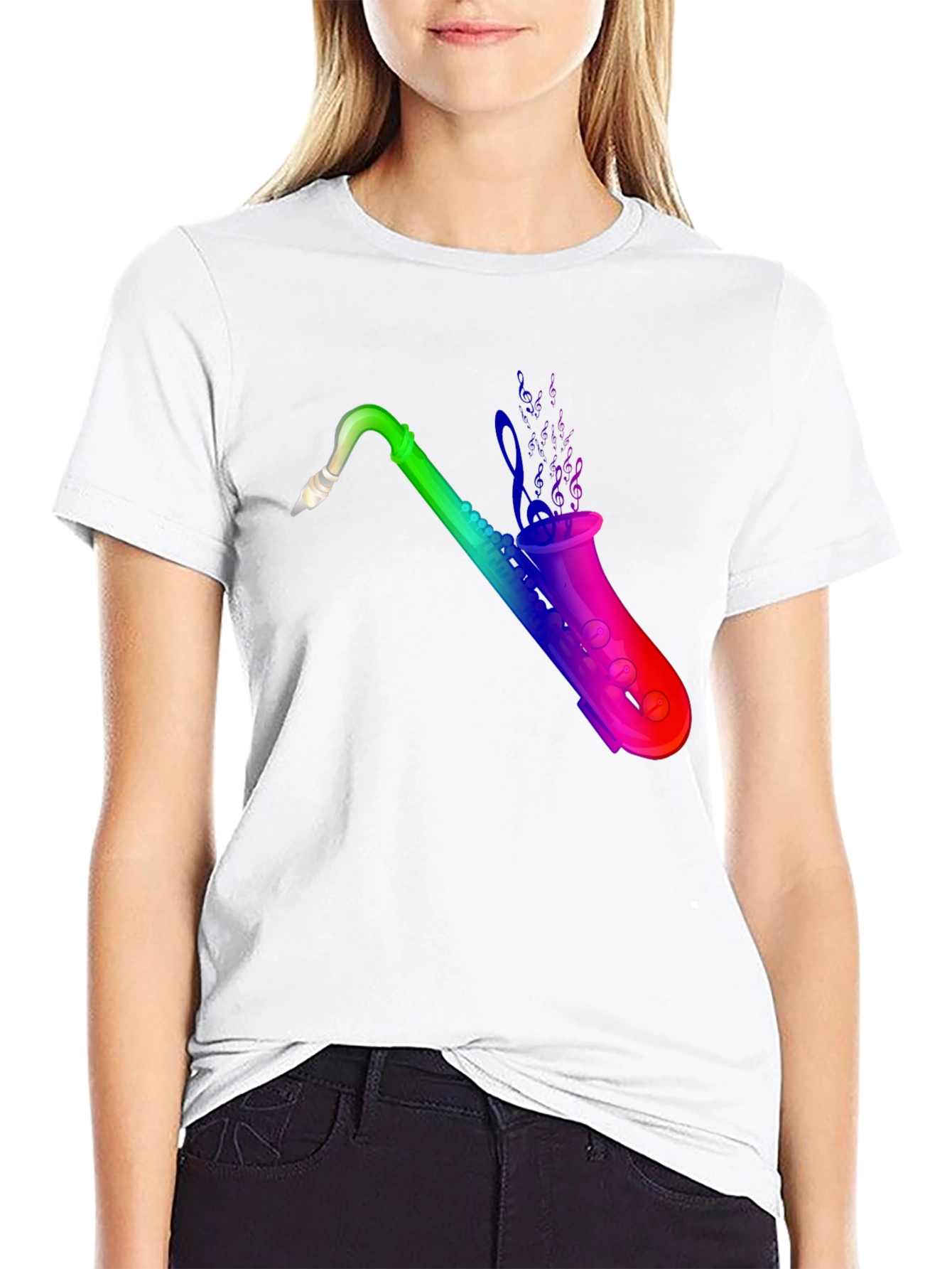 Black Rainbow Saxophone T-Shirt - Music Lover Tee view 9