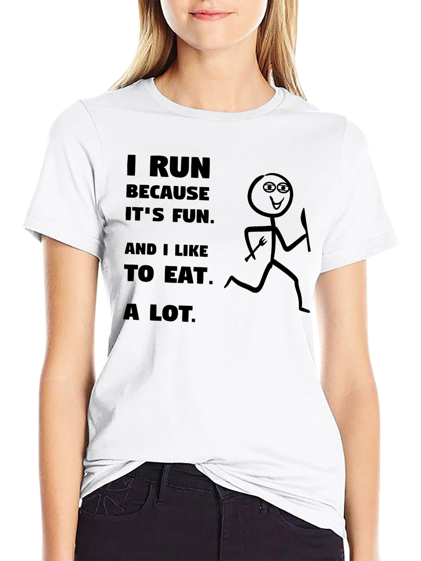 Black Funny Running T-Shirt: I Run Because I Like to Eat view 9