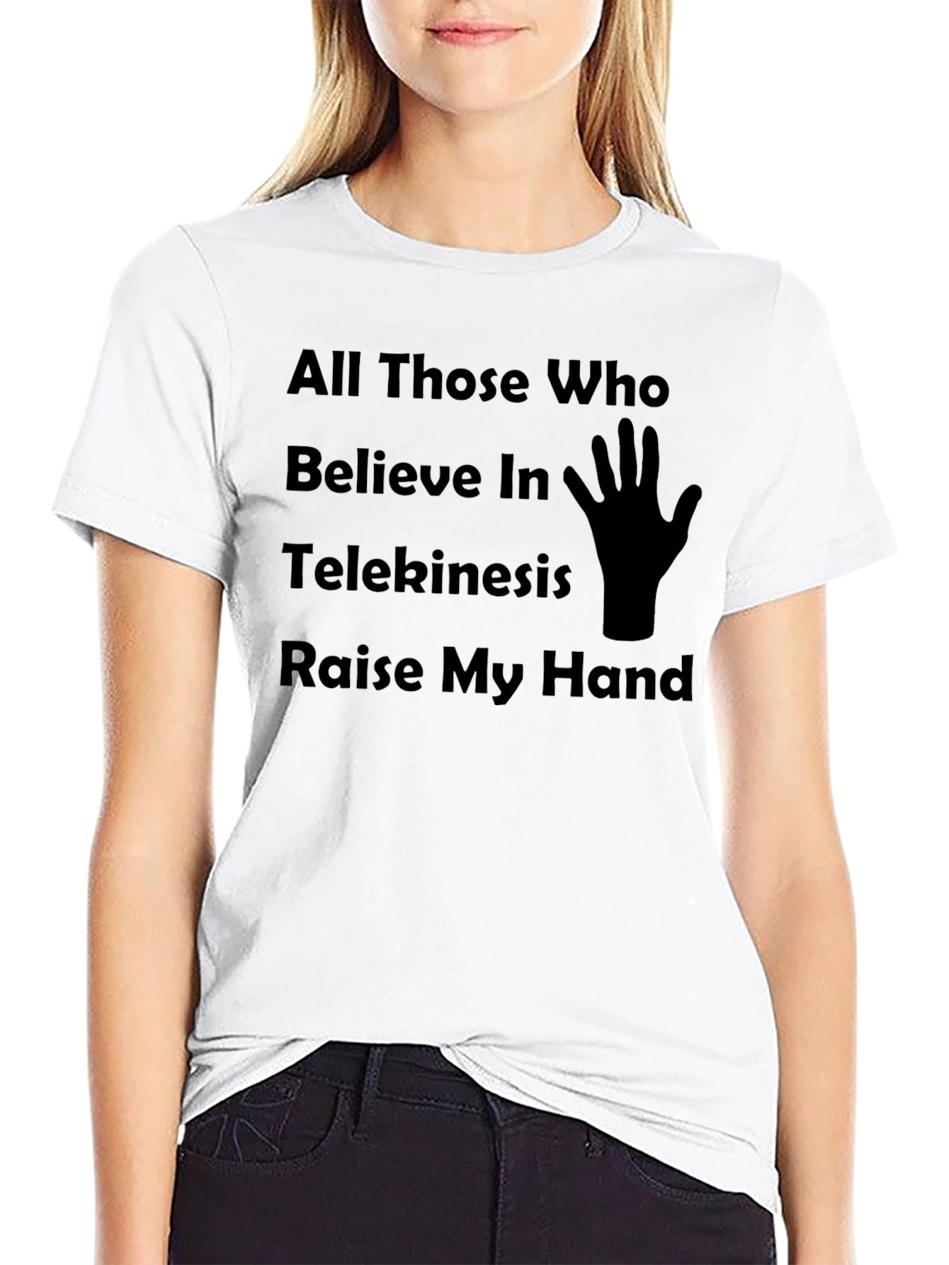Black Telekinesis Humor T-Shirt, Raise My Hand Graphic Tee view 9
