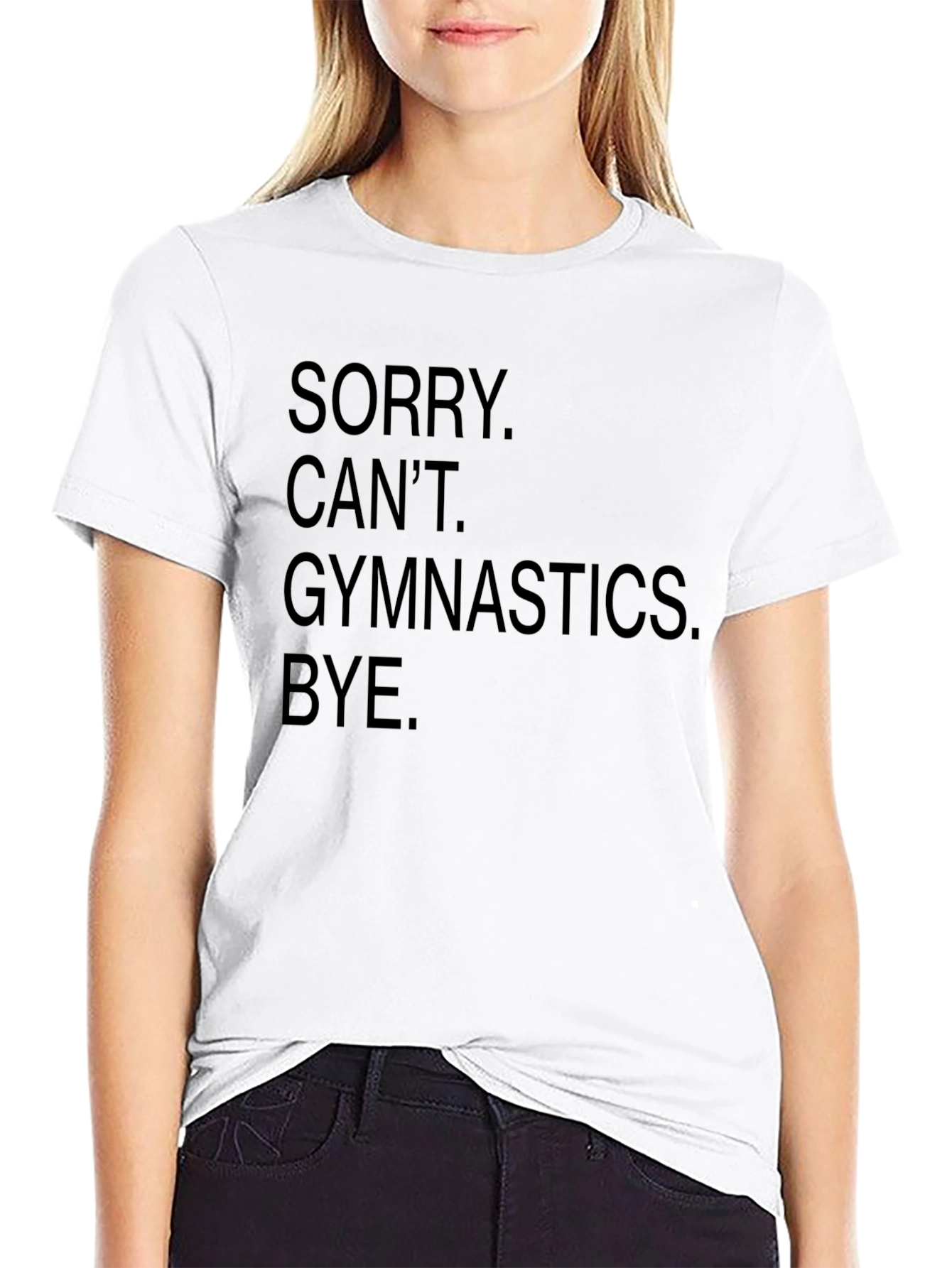 Black Sorry Can't Gymnastics Black Graphic Tee view 9