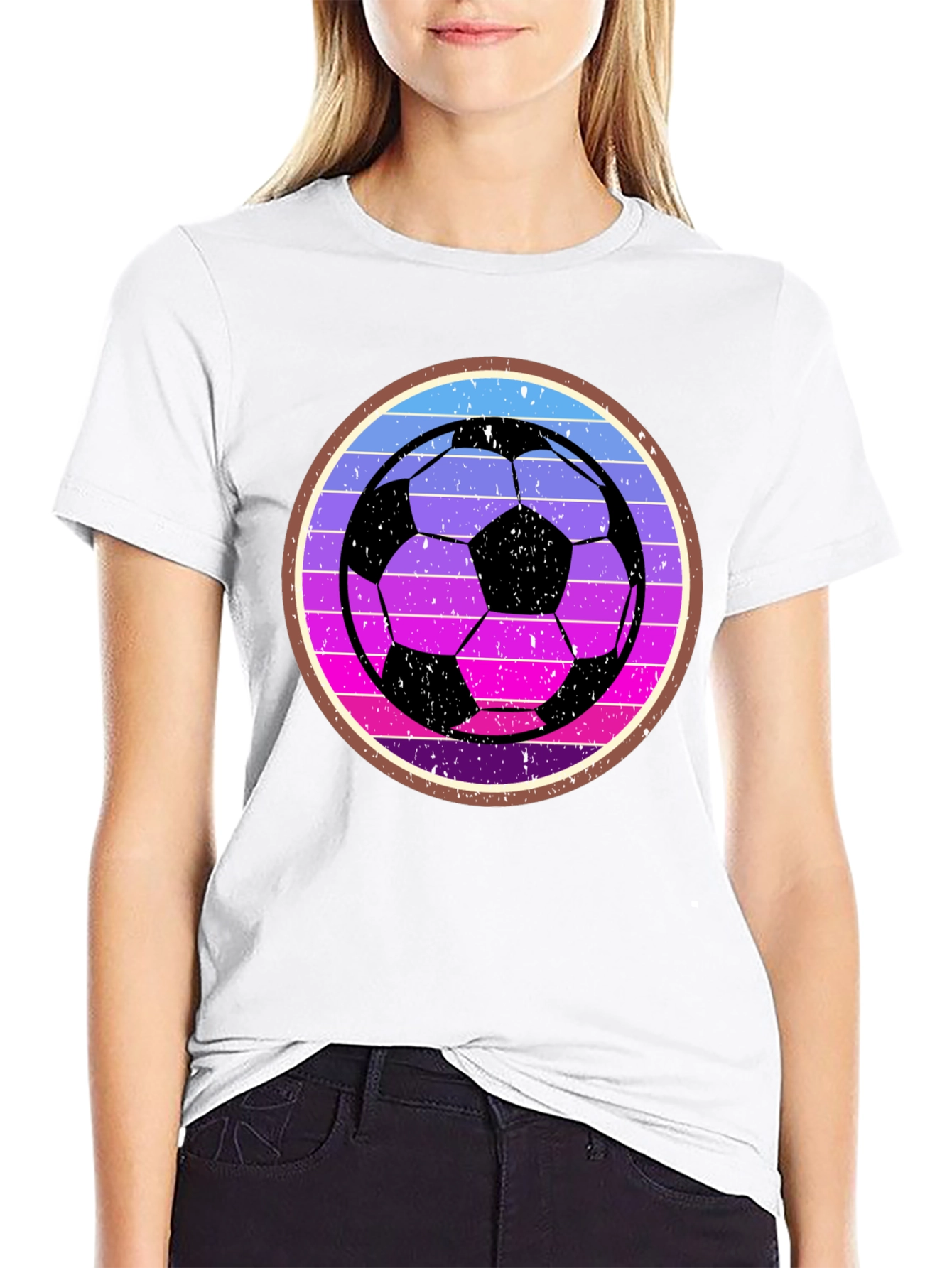 Black Retro Soccer Ball Graphic Tee view 9