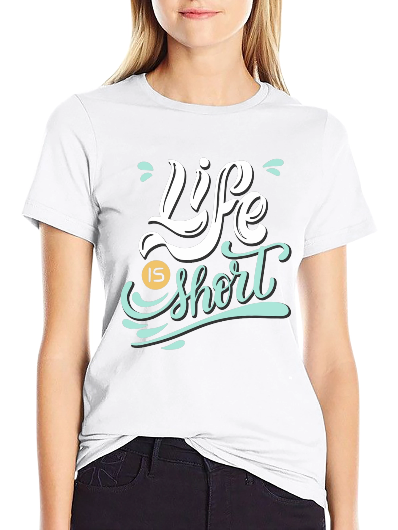 Black Life Is Short Graphic Tee - Black Cotton Shirt view 9