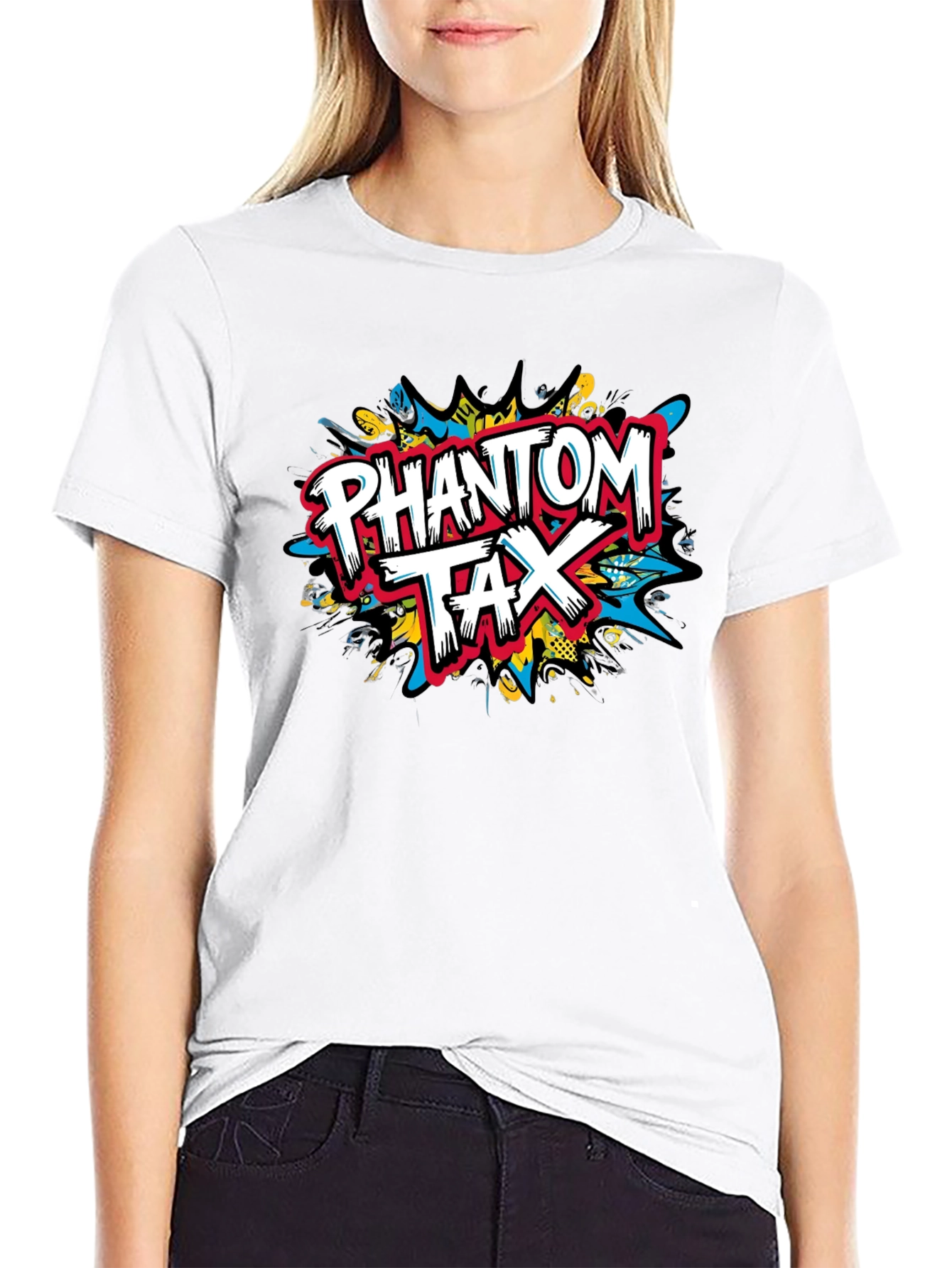 Black Phantom Tax Graphic Tee - Bold Design, Black Cotton Comfort view 9