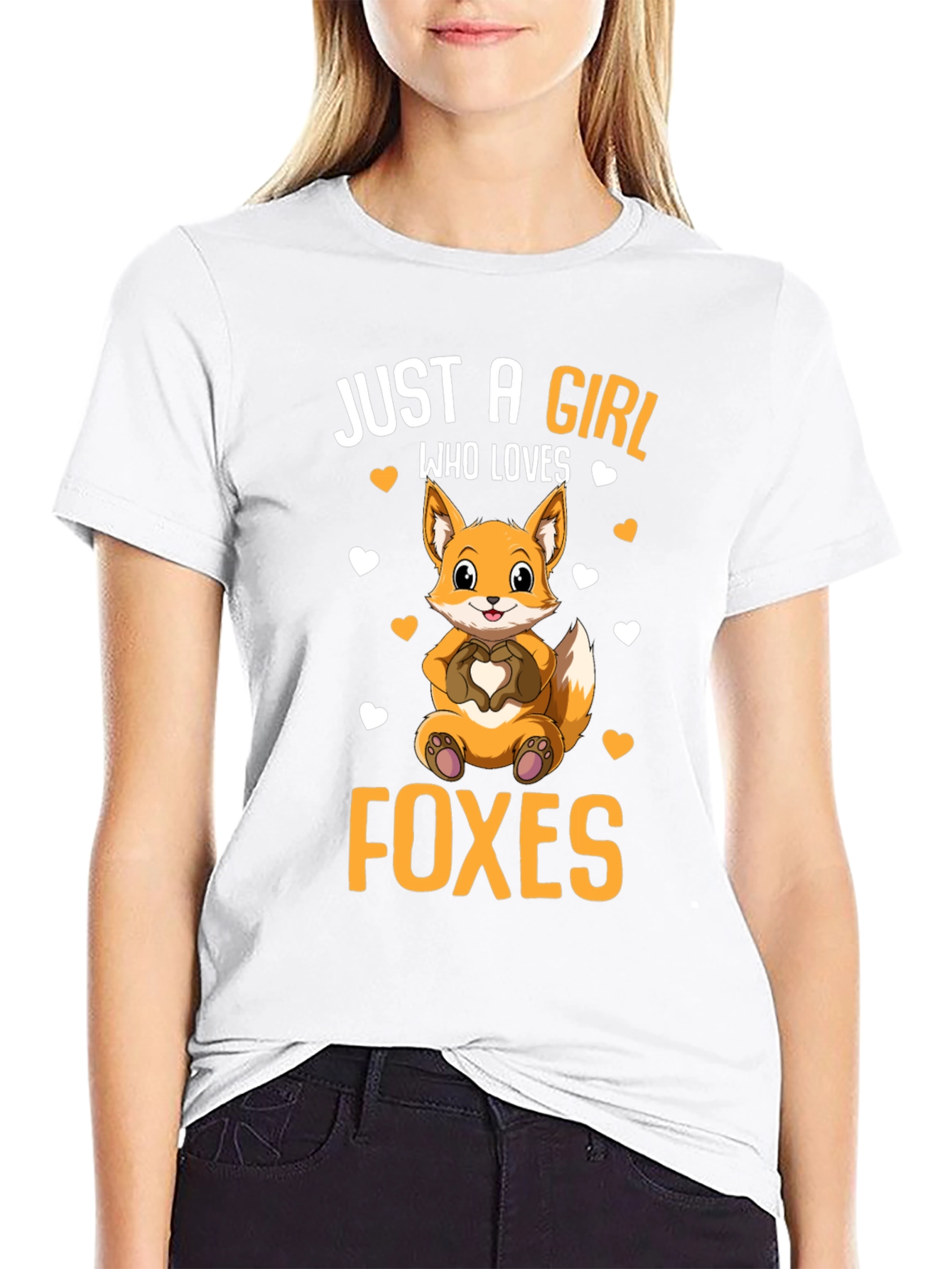Black Just A Girl Who Loves Foxes T-Shirt view 9