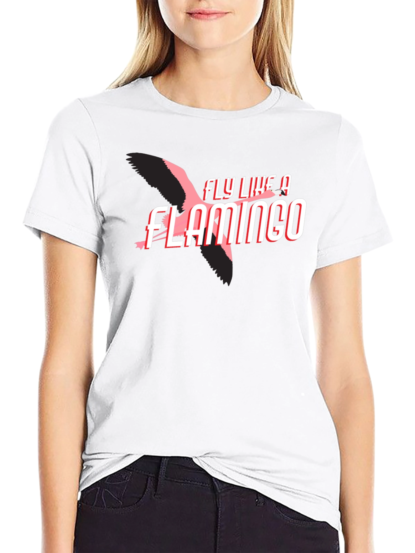 Black Fly Like a Flamingo Graphic Tee - Black view 9