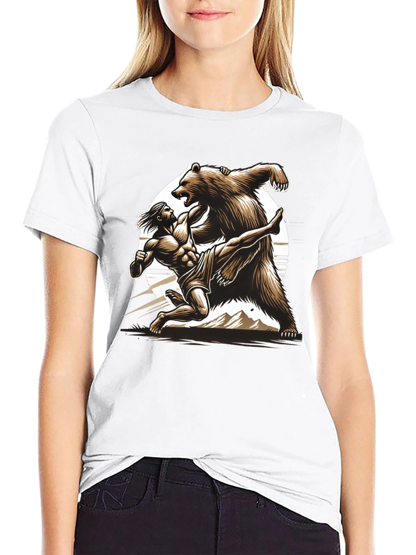 Black Man Vs Bear Graphic T-Shirt view 9