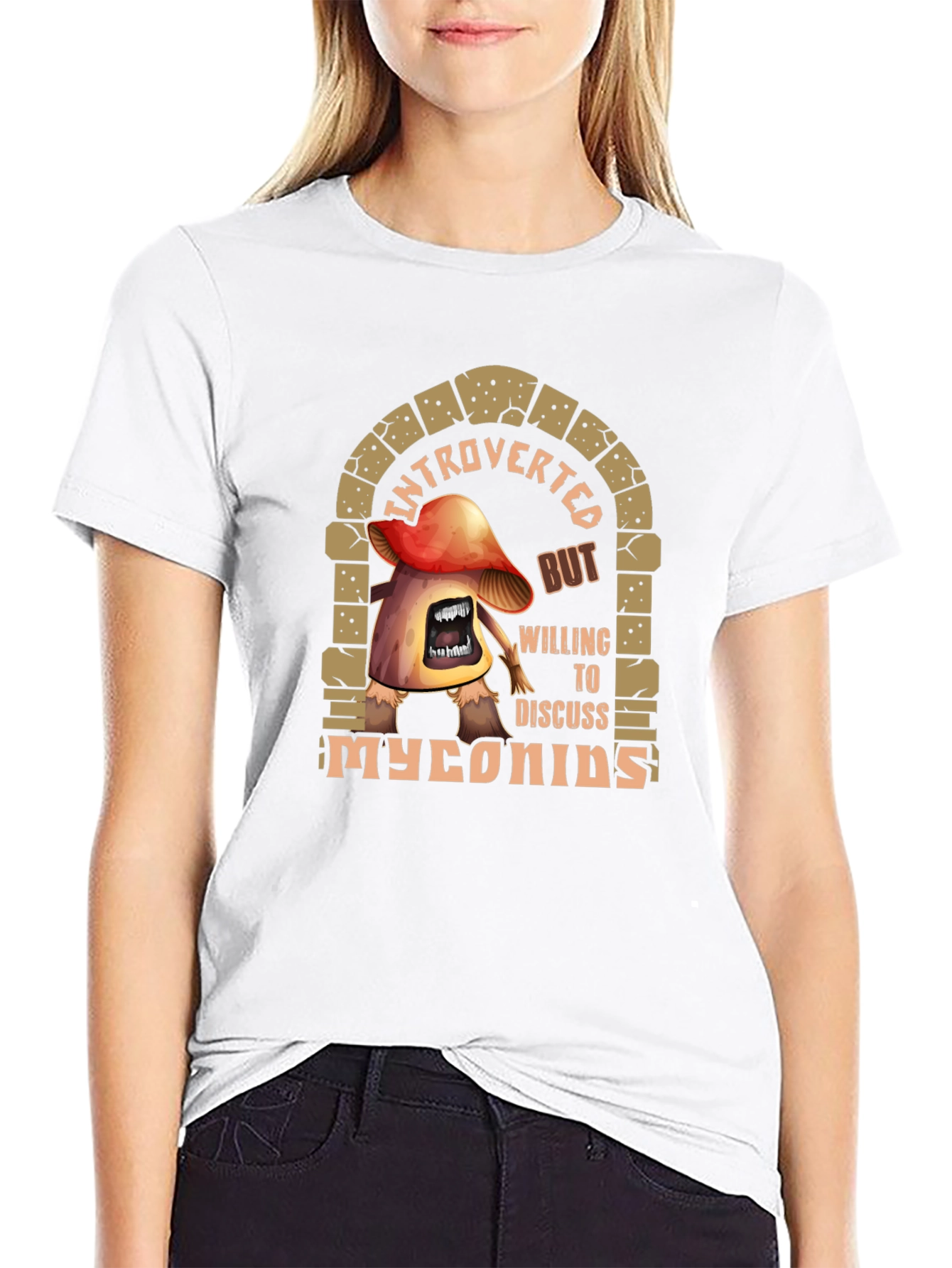 Black Introverted Myconids Mushroom T-Shirt view 9