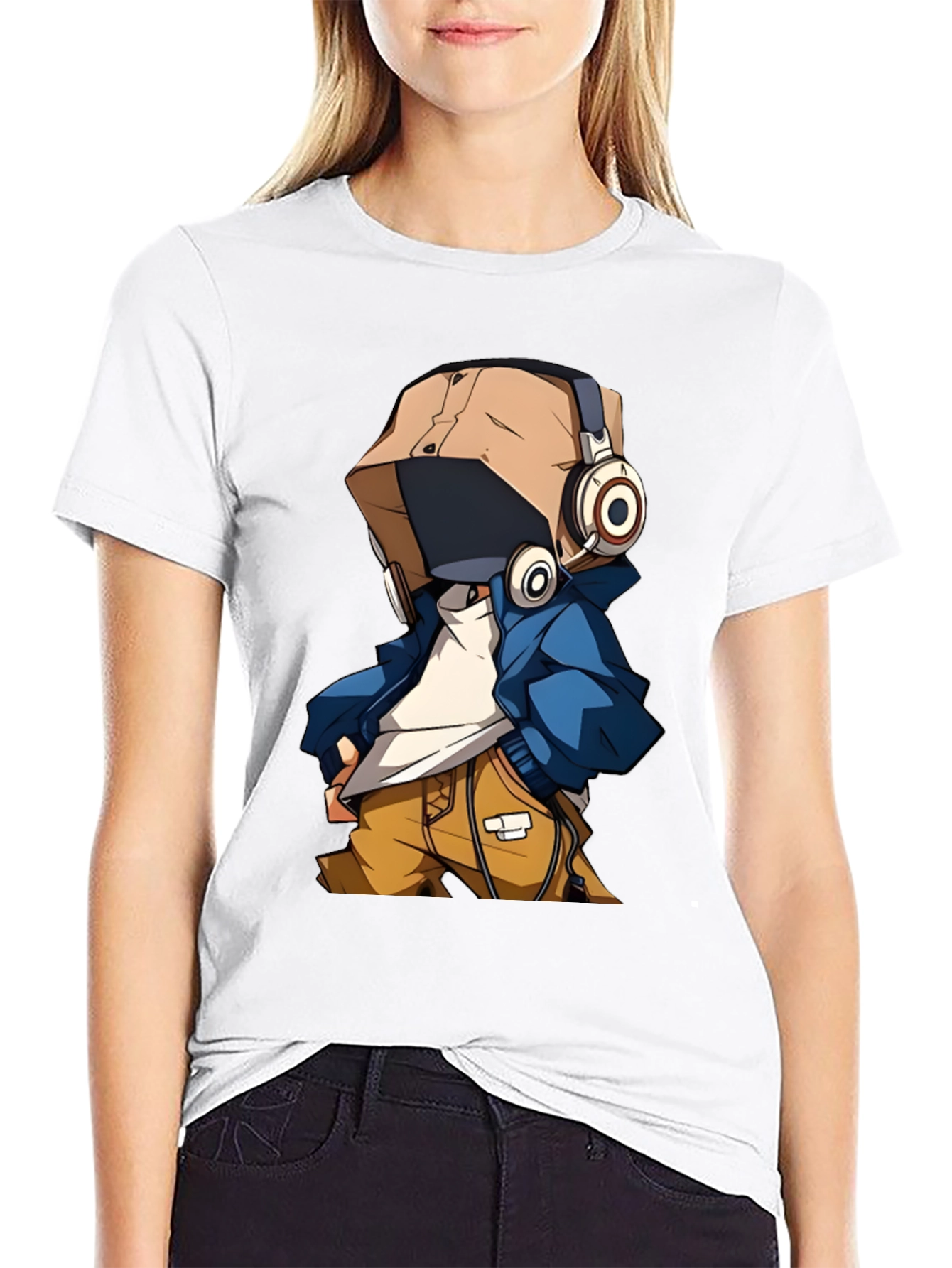 Black Cool Cartoon Character T-Shirt view 9