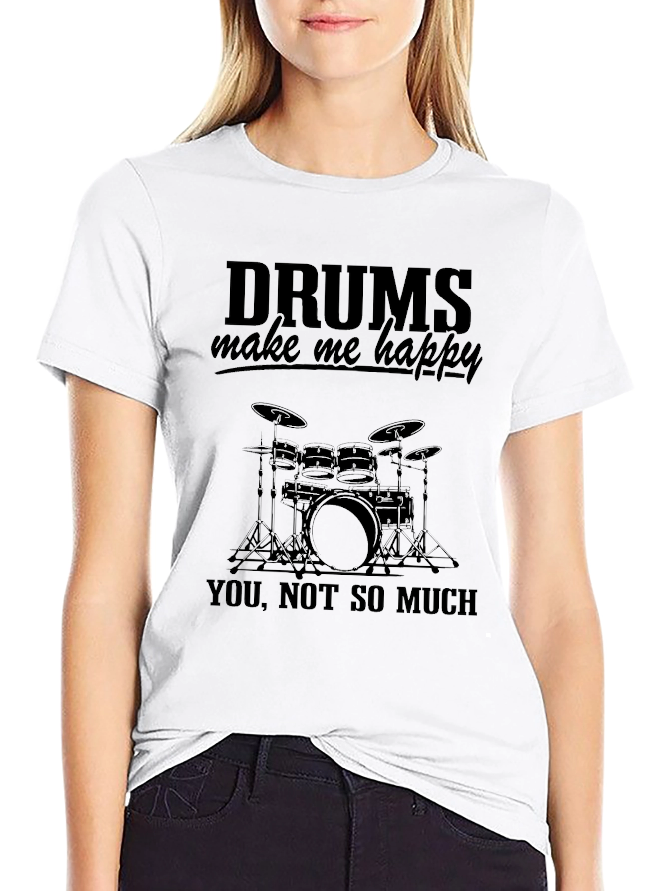 Black Drums Make Me Happy T-Shirt - Black view 9