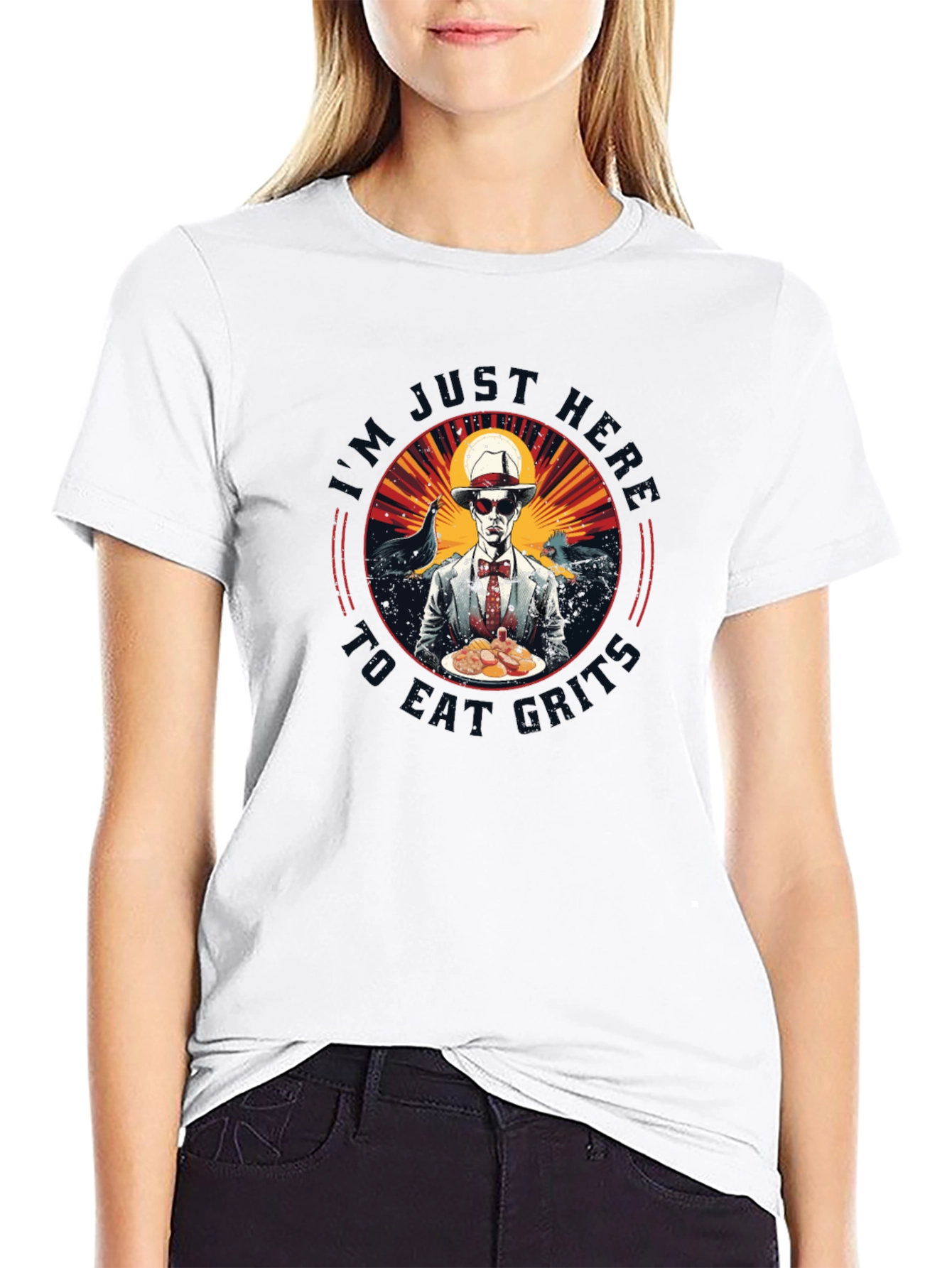 Black I'm Just Here To Eat Oysters T-Shirt view 9