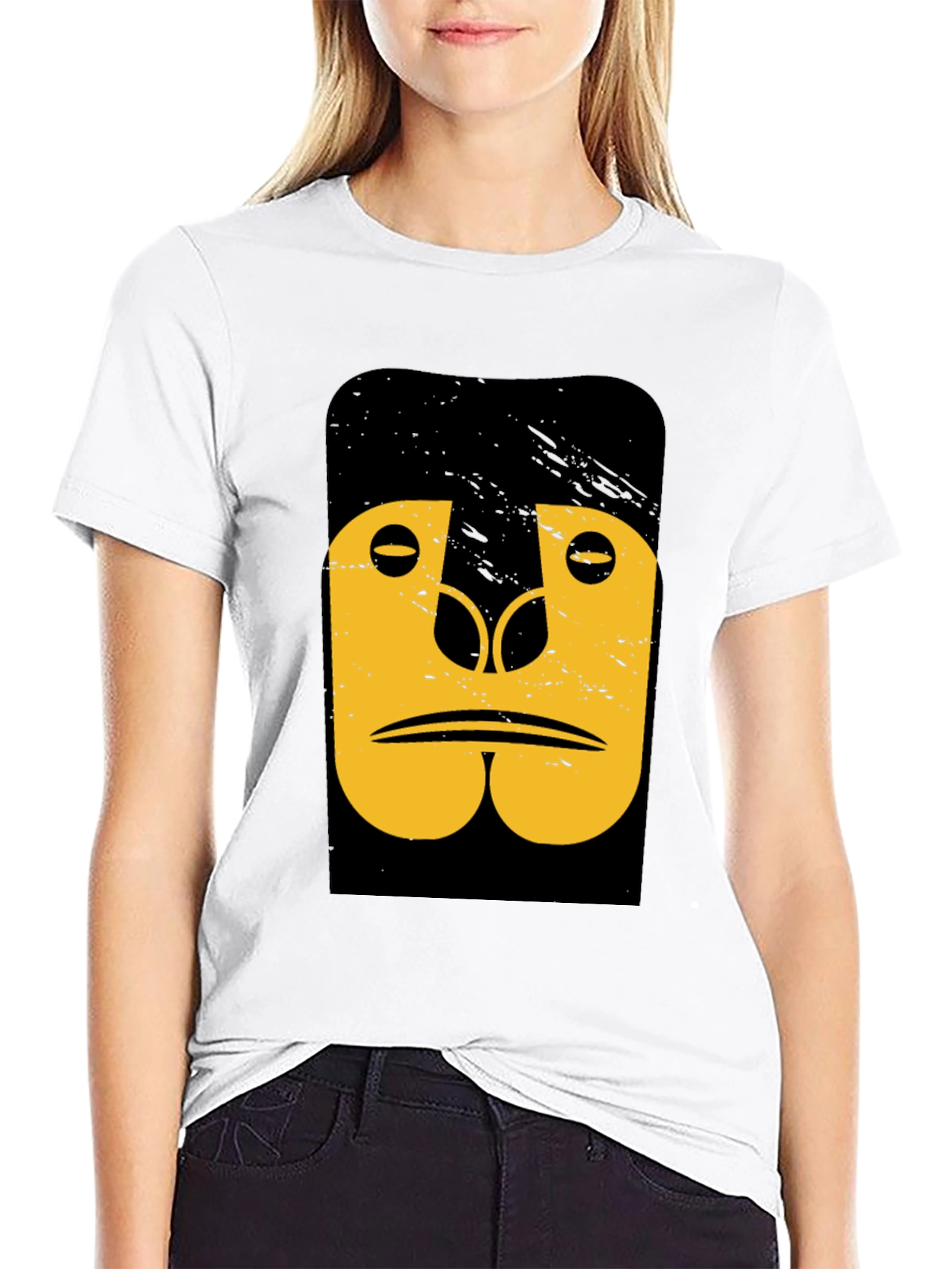 Black Abstract Gorilla Graphic Tee - Black Cotton T-Shirt view 9