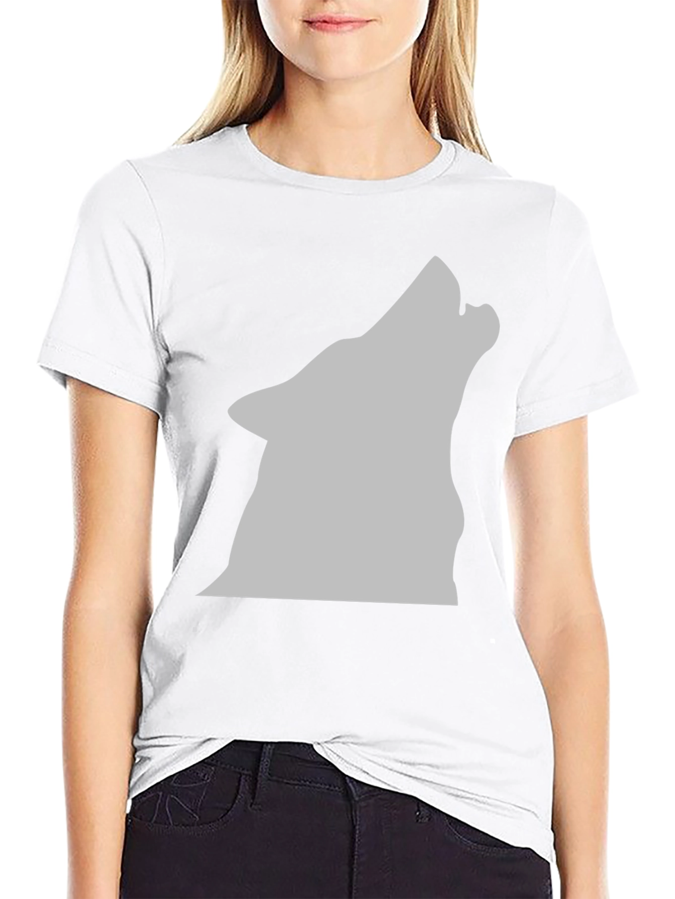 Black Wolf Silhouette Graphic Tee - Black Cotton T-Shirt view 9