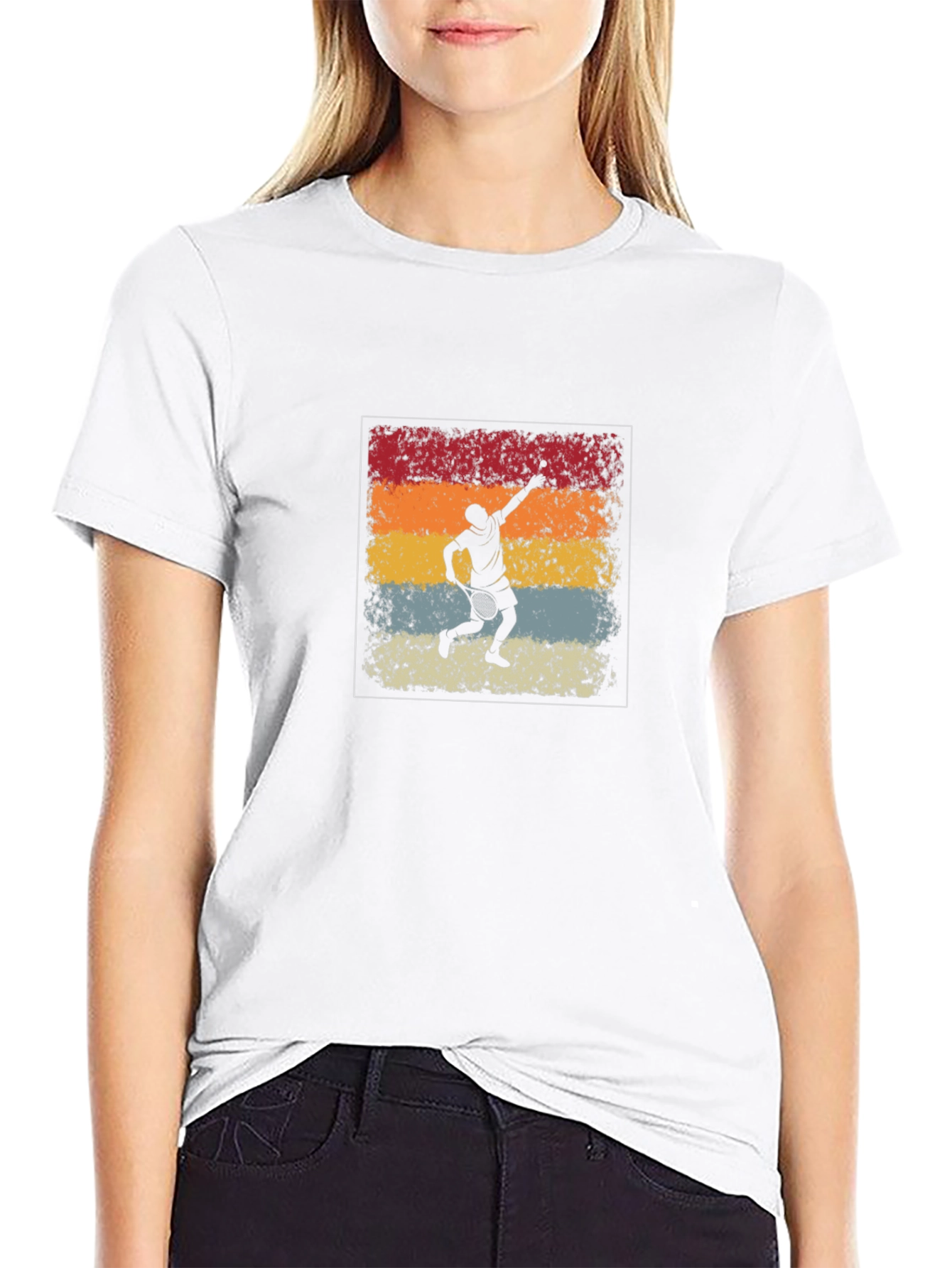 Black Retro Tennis Player Graphic T-Shirt view 9