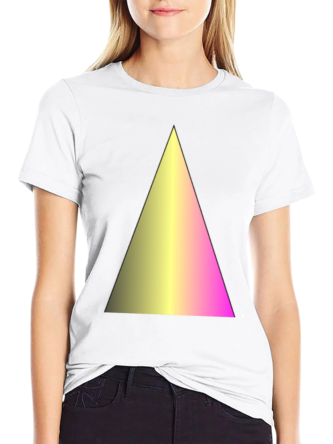 Black Gradient Triangle Graphic Black T-Shirt view 9