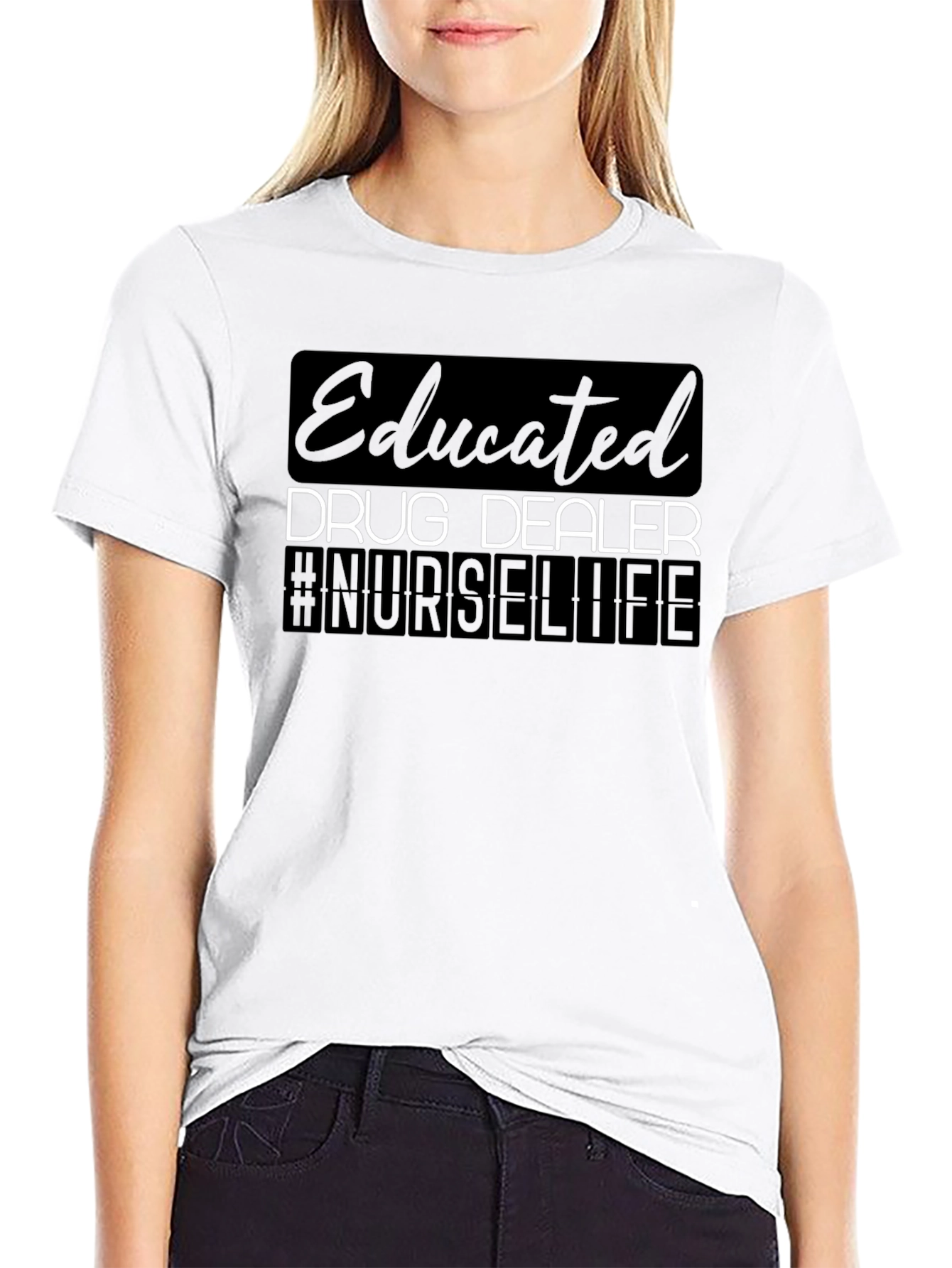 Black Educated Drug Dealer Nurse Life Graphic Tee view 9