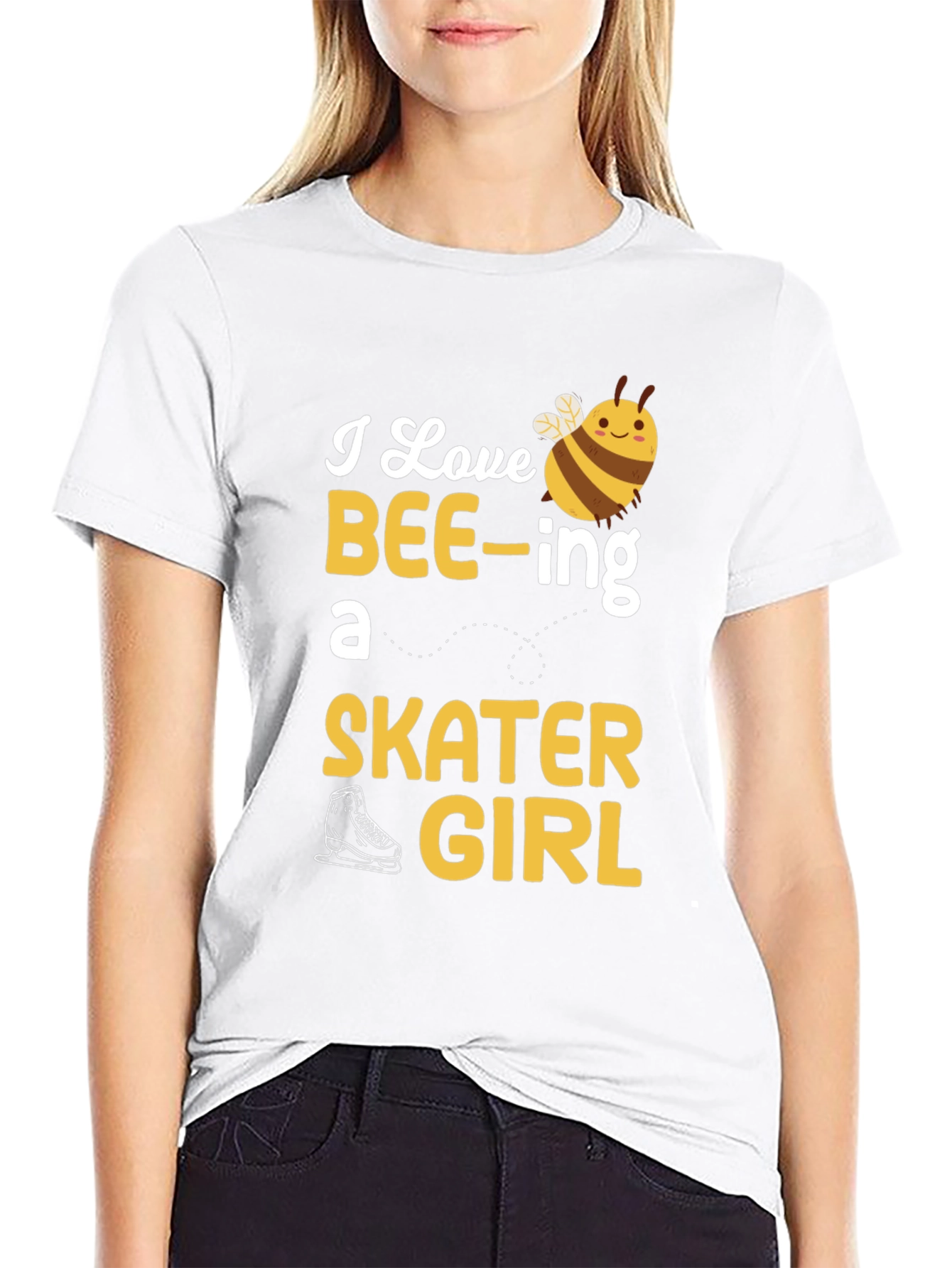 Black I Love BEE-ing a Skater Girl T-Shirt view 9