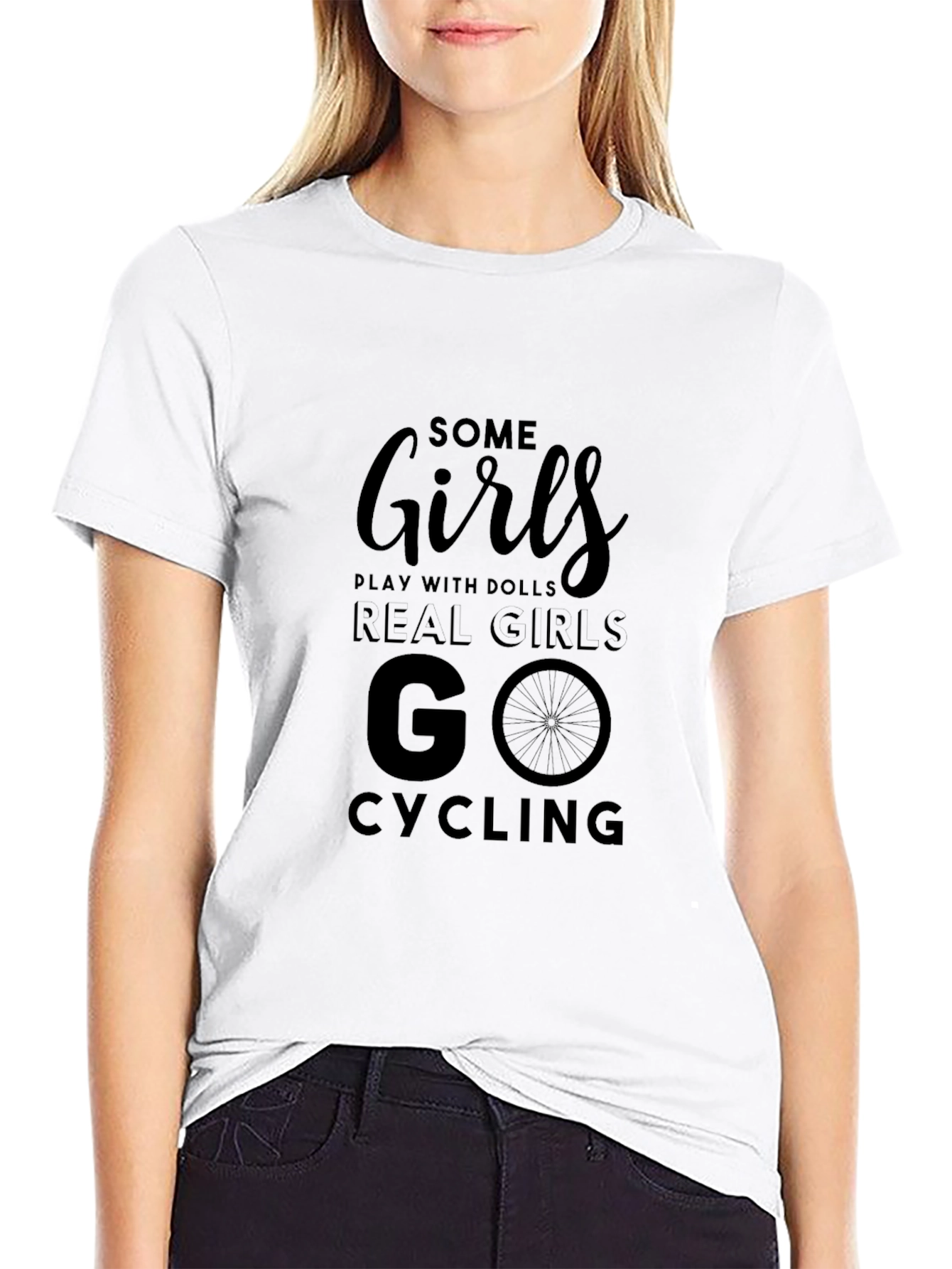 Black Cycling Girls T-Shirt - Sporty Women's Fashion Tee view 9