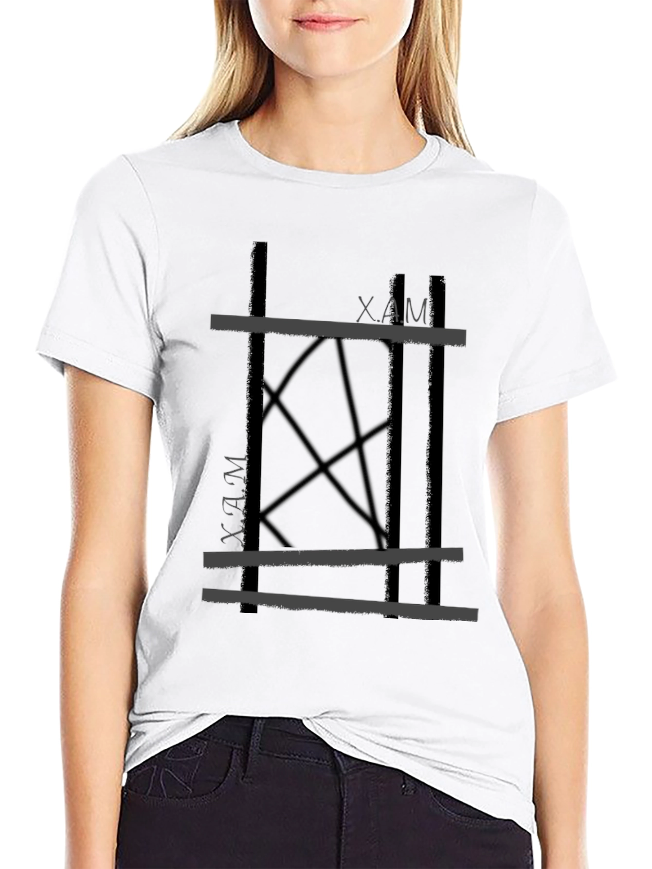 Black Abstract Graphic Print Black T-Shirt view 9