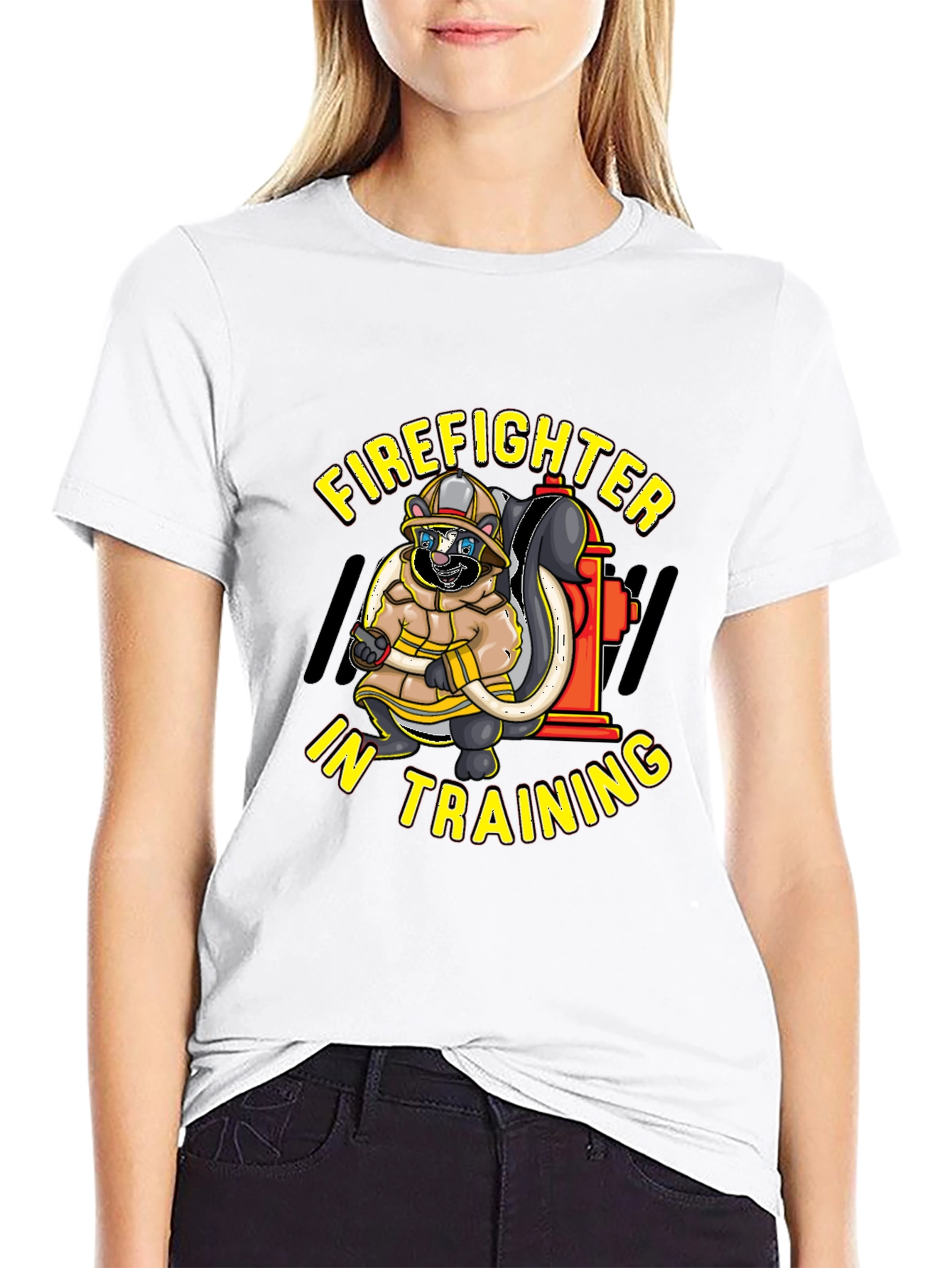 Black Firefighter Skunk in Training T-Shirt view 9