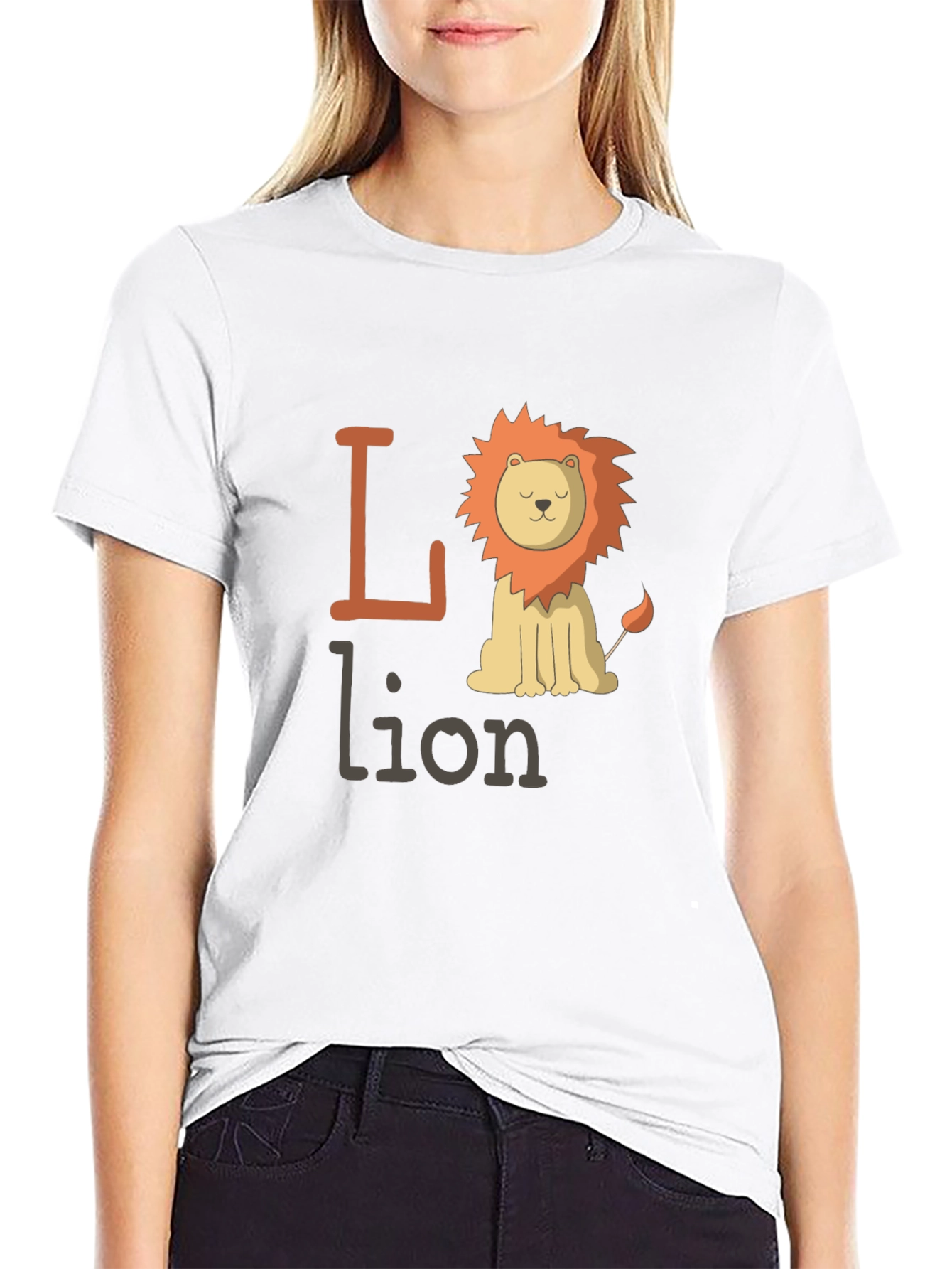 Black Cute Lion Graphic Tee - Animal Lover T-Shirt view 9