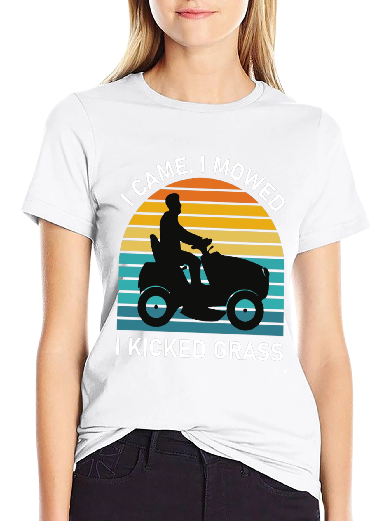 Black I Came I Mowed I Kicked Grass Black T-Shirt view 9