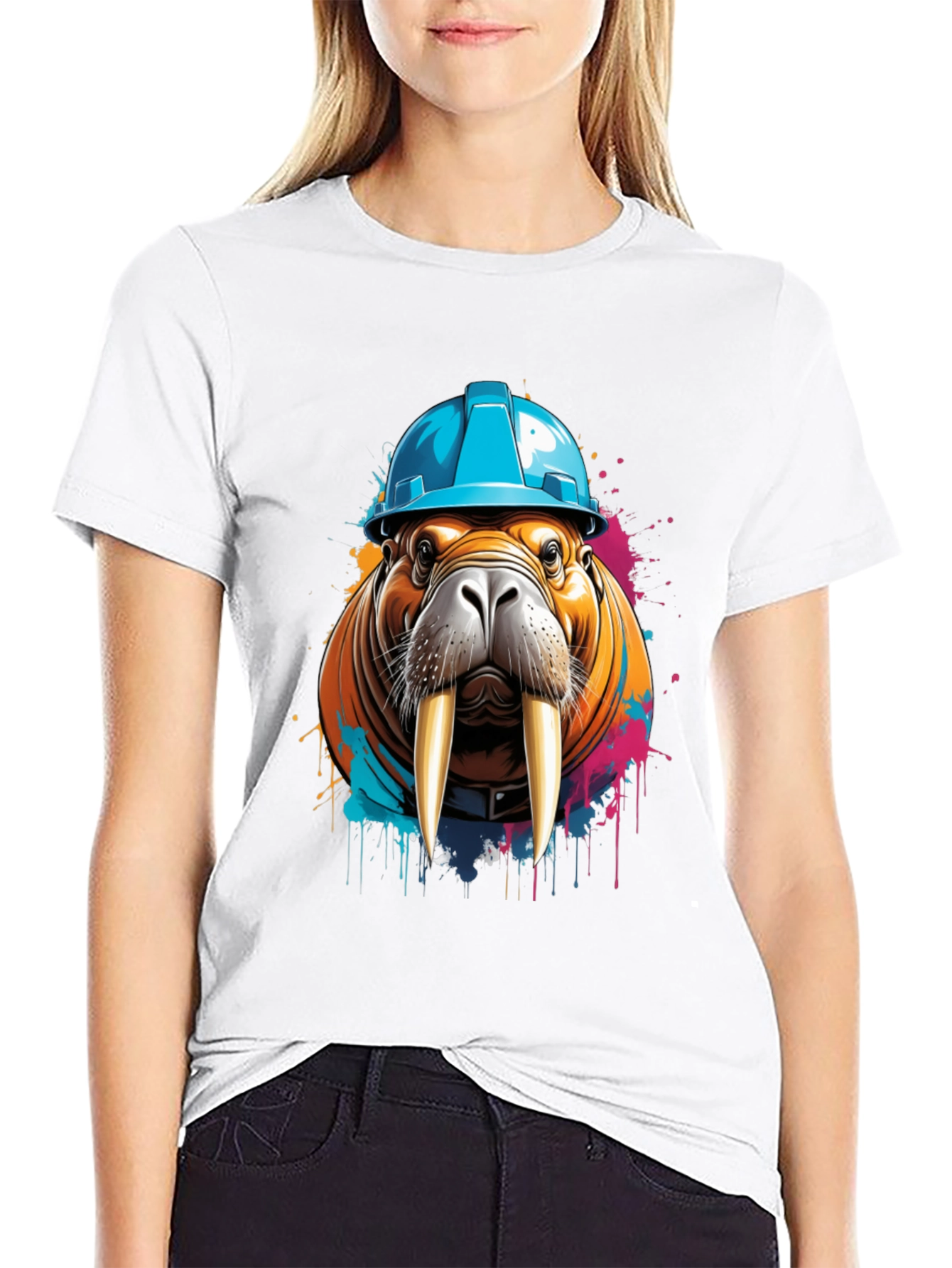 Black Walrus in Hard Hat Graphic Tee view 9