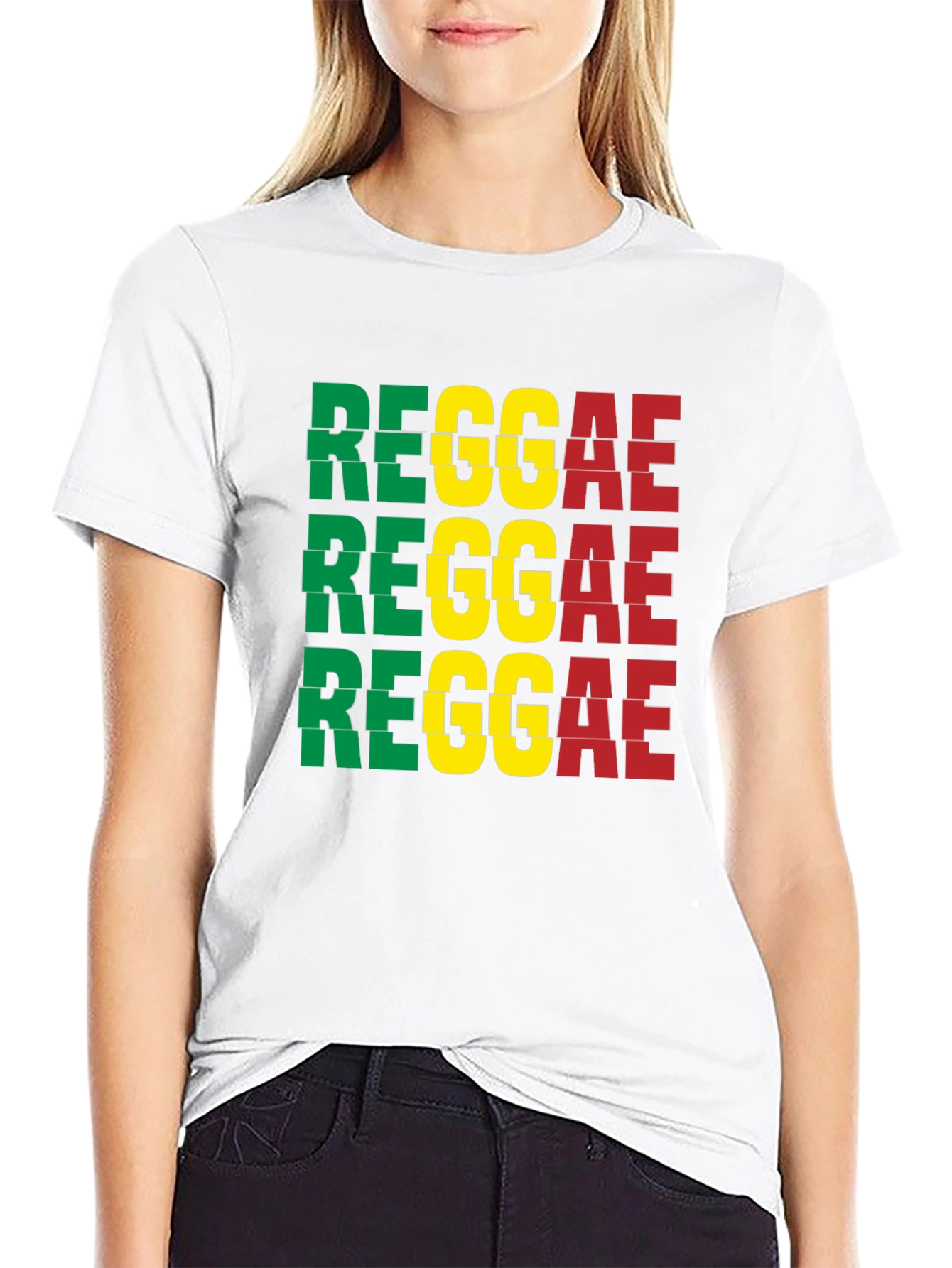 Black Reggae T-Shirt - Green, Yellow, Red view 9