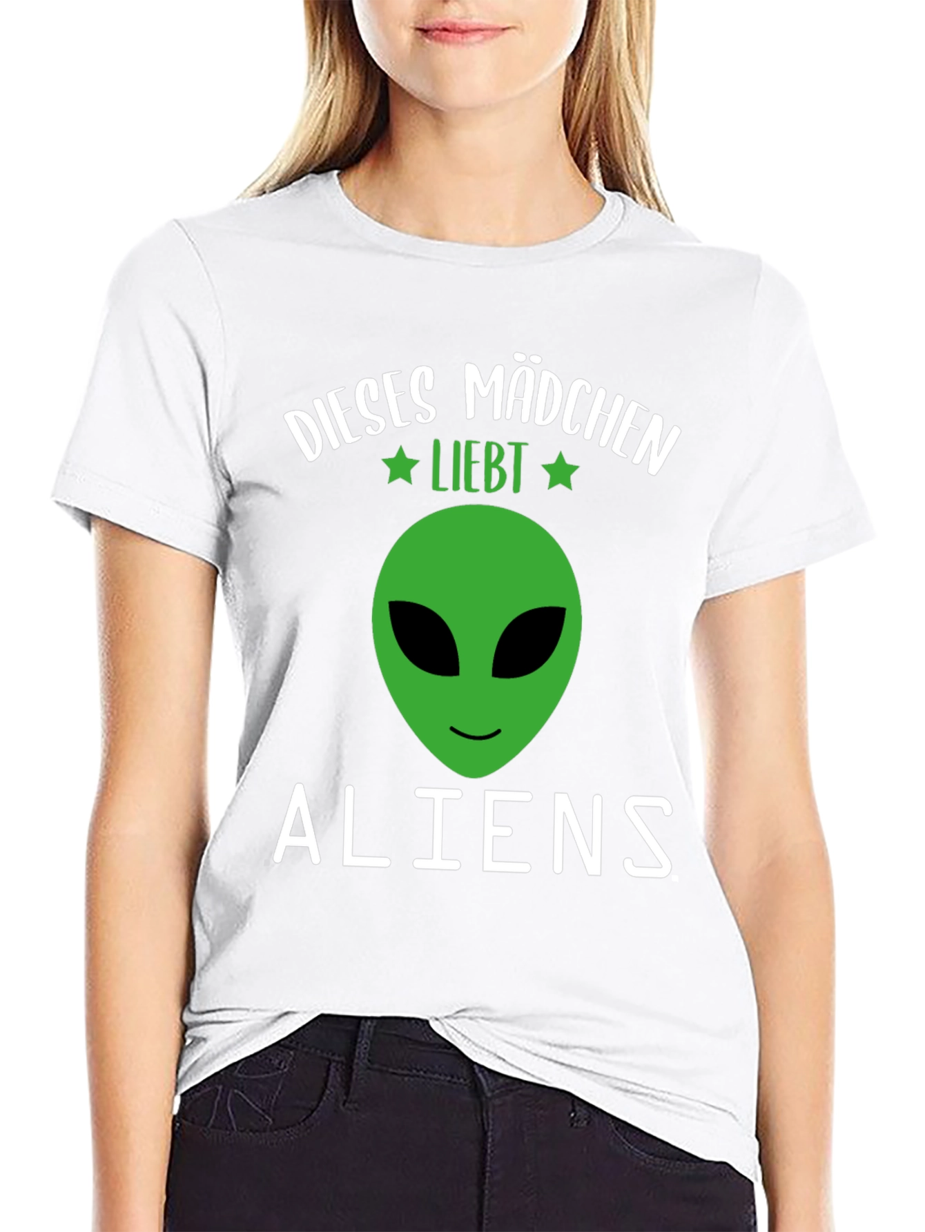 Black This Girl Loves Aliens Graphic T-Shirt view 9