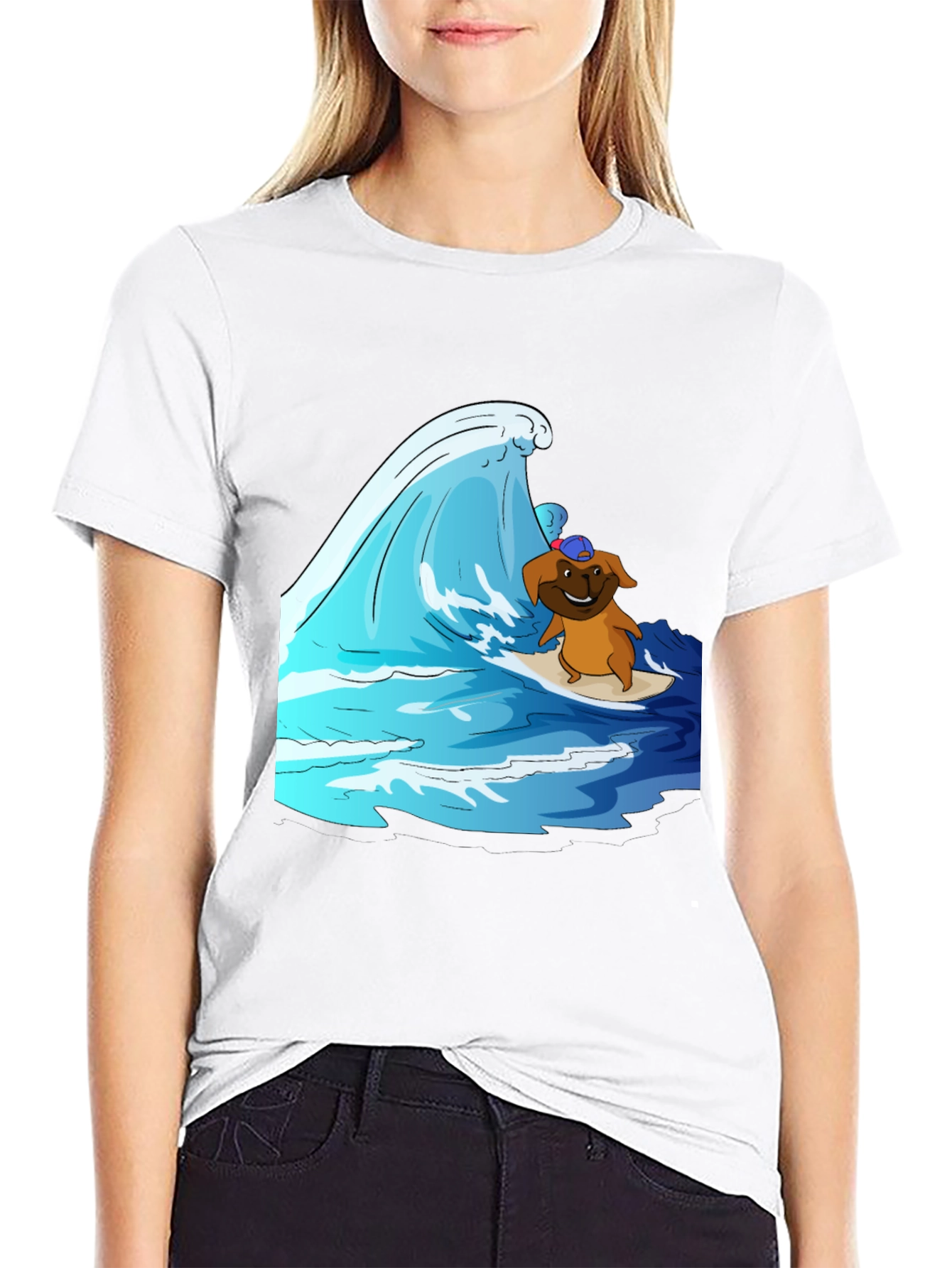 Black Surfing Dog T-Shirt view 9