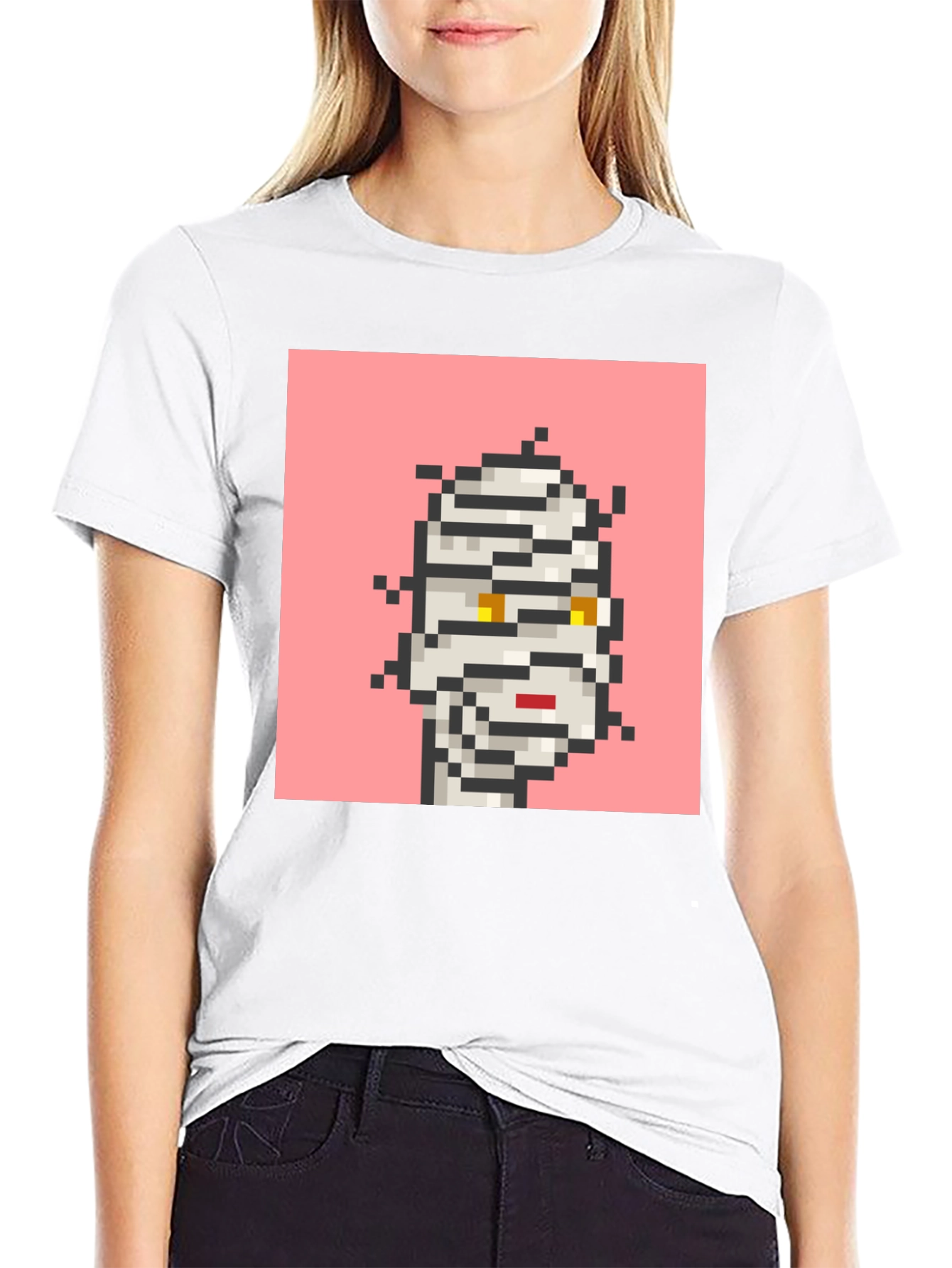 Black Pixelated Mummy Graphic Black T-Shirt view 9