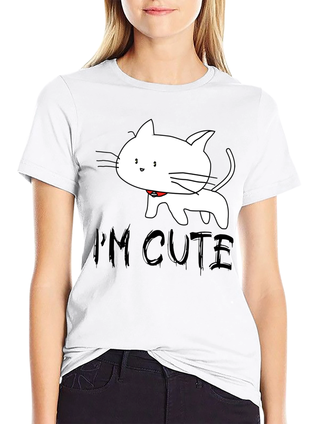 Black Cute Cat T-Shirt - I'm Cute view 9