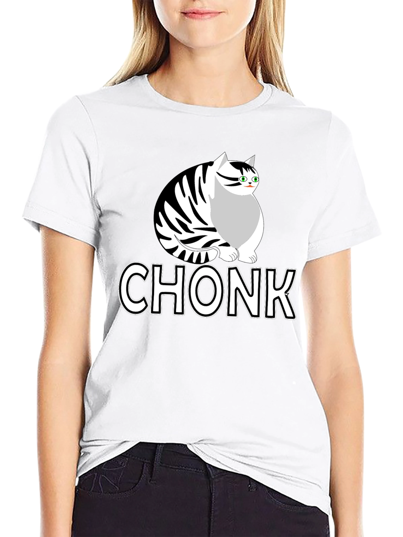Black Chonk Cat Graphic T-Shirt - Funny Cat Lover Tee view 9