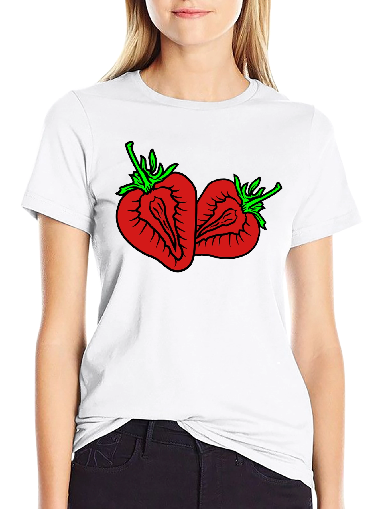 Black Strawberry Graphic Tee - Unisex Black T-Shirt view 9