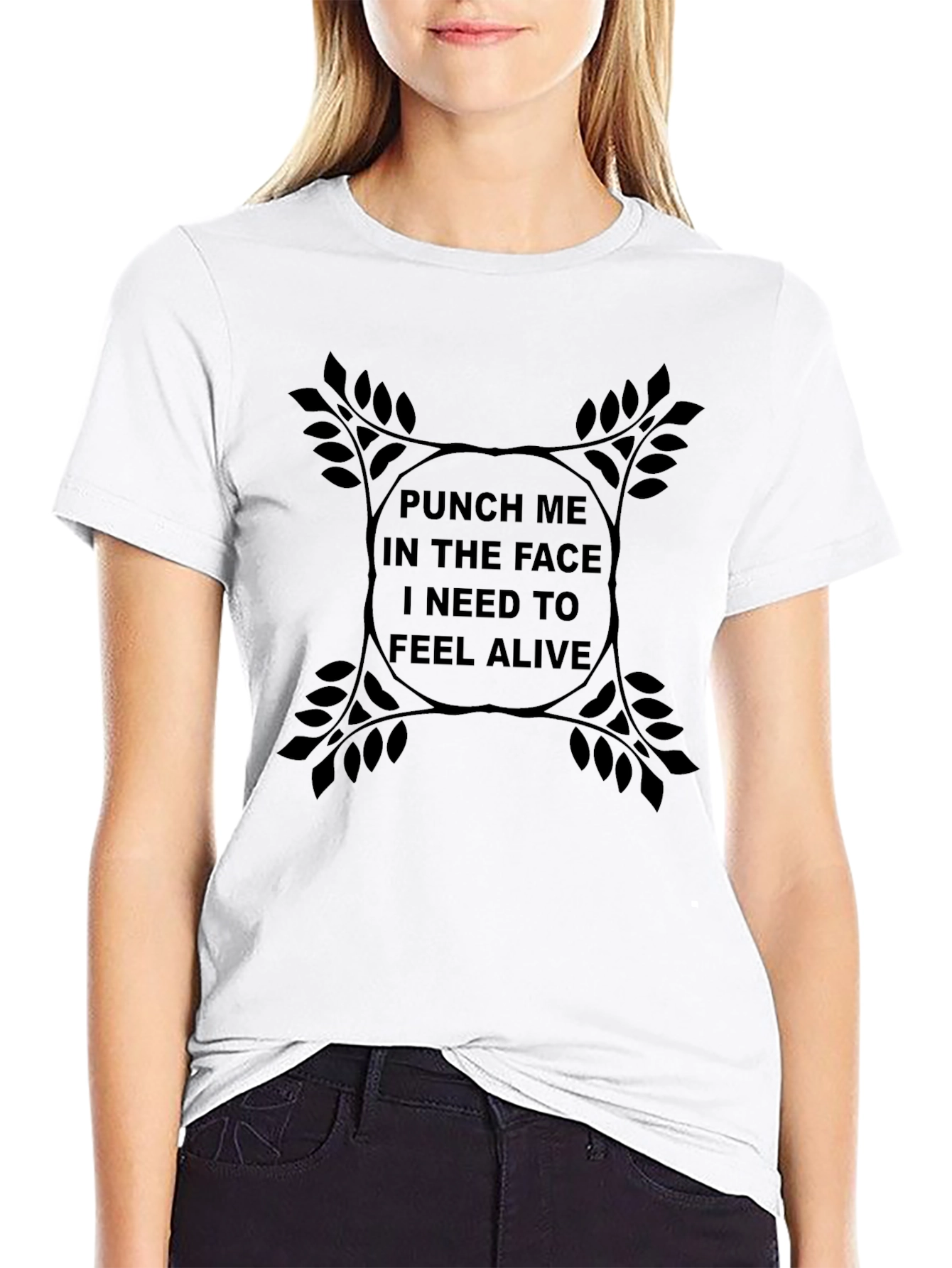 Black Punch Me Tee - Edgy Black Graphic T-Shirt view 9