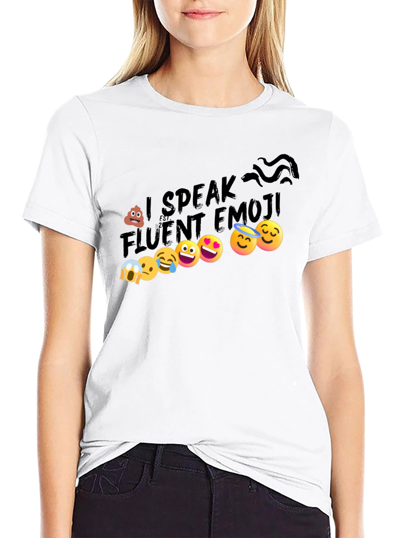 Black I Speak Fluent Emoji Graphic T-Shirt view 9