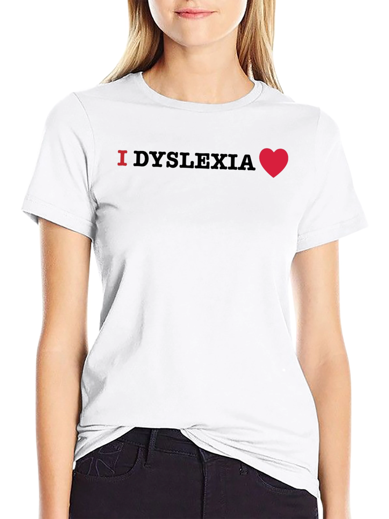 Black I Heart Dyslexia Black T-Shirt view 9