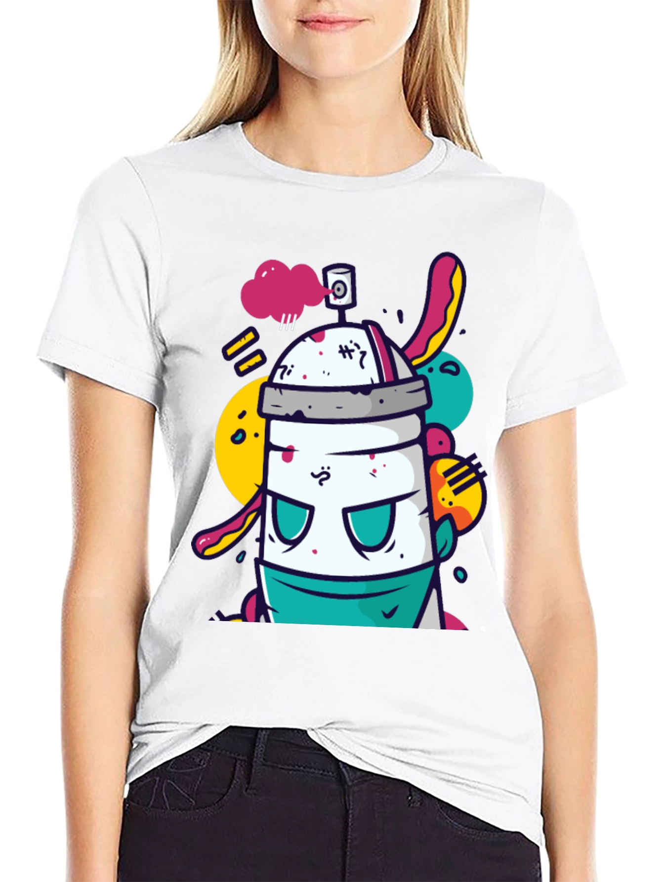 Black Funky Spray Can Graphic T-Shirt view 9