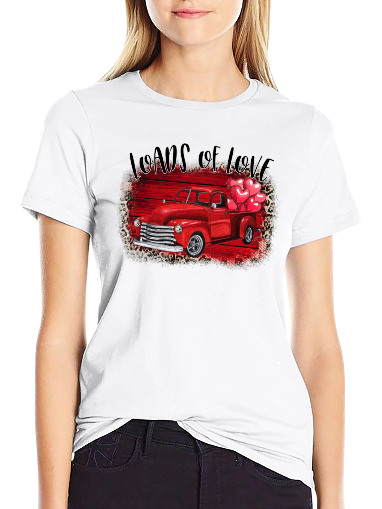 Black Loads of Love Valentine's Truck T-Shirt view 9