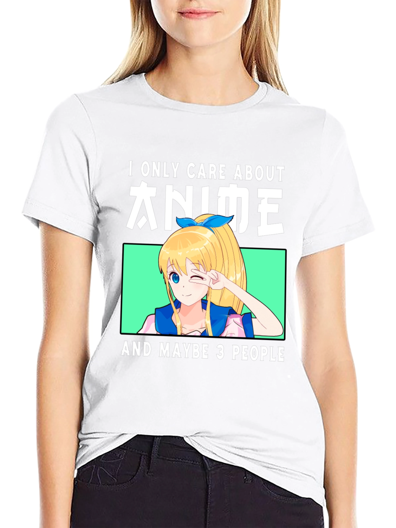 Black Anime Lover T-Shirt - "I Only Care About Anime" view 9