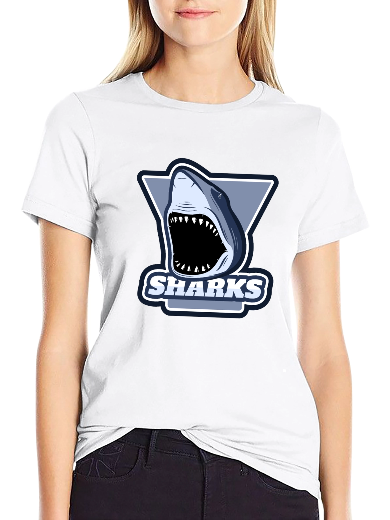 Black Men's Black Shark Graphic T-Shirt view 9