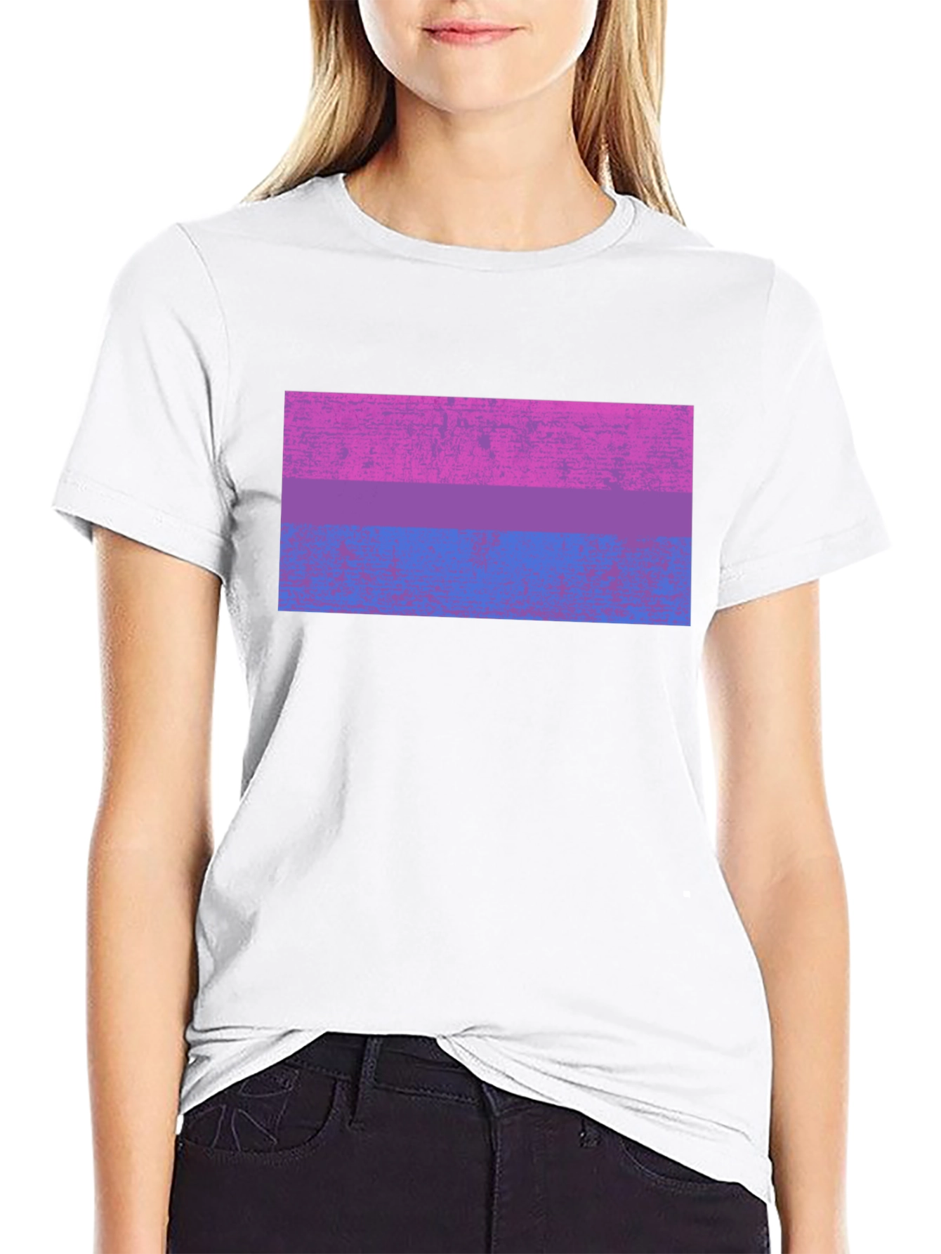 Black Bisexual Pride Flag Graphic Tee - Black Cotton Blend view 9