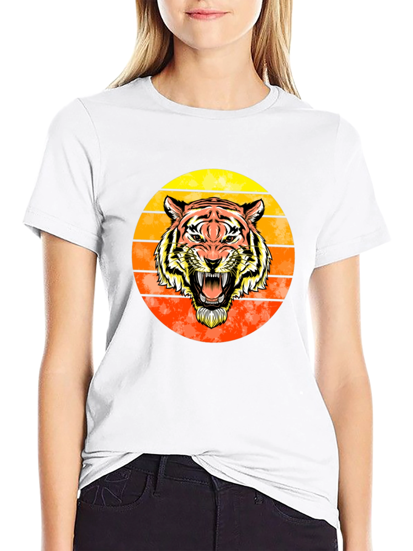 Black Tiger Sunset Graphic Tee - Black Cotton Comfort view 9