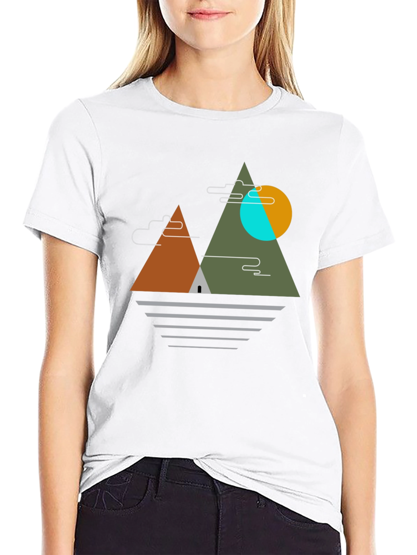 Black Geometric Mountain Graphic Tee - Black view 9